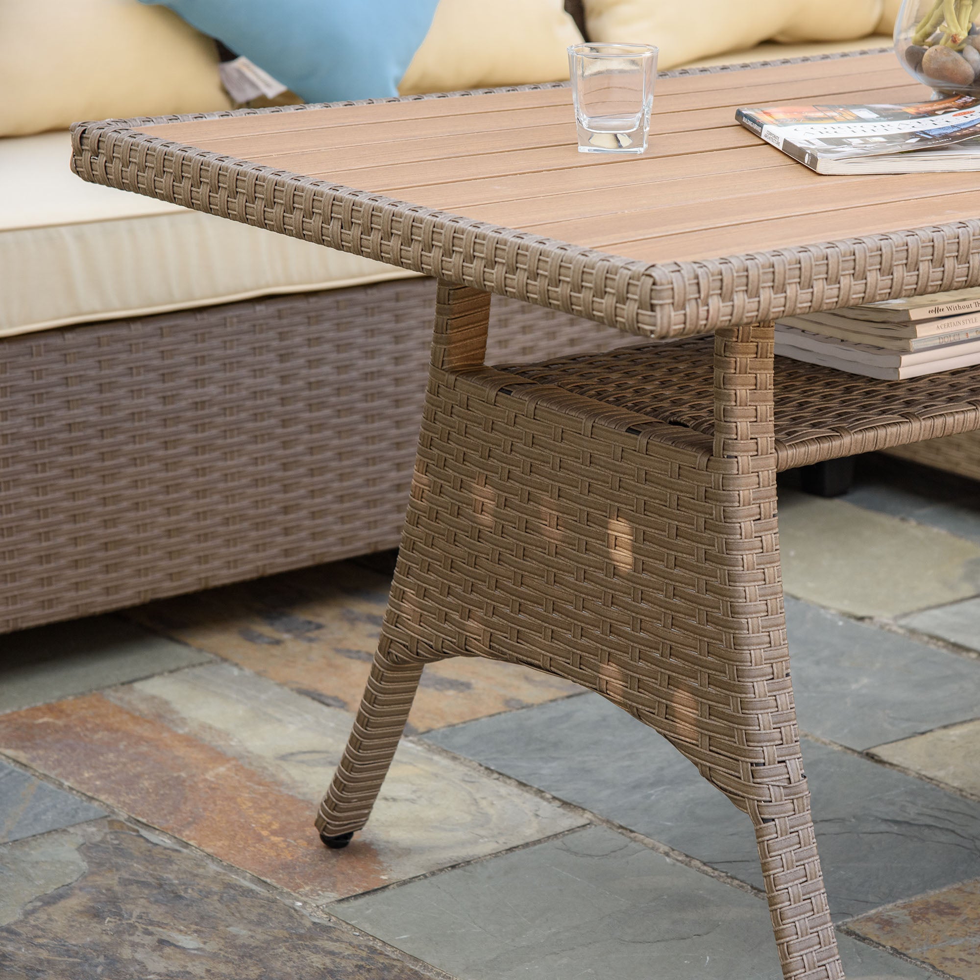 11-Piece Outdoor Sectional Sofa Set with Table & Ottomans