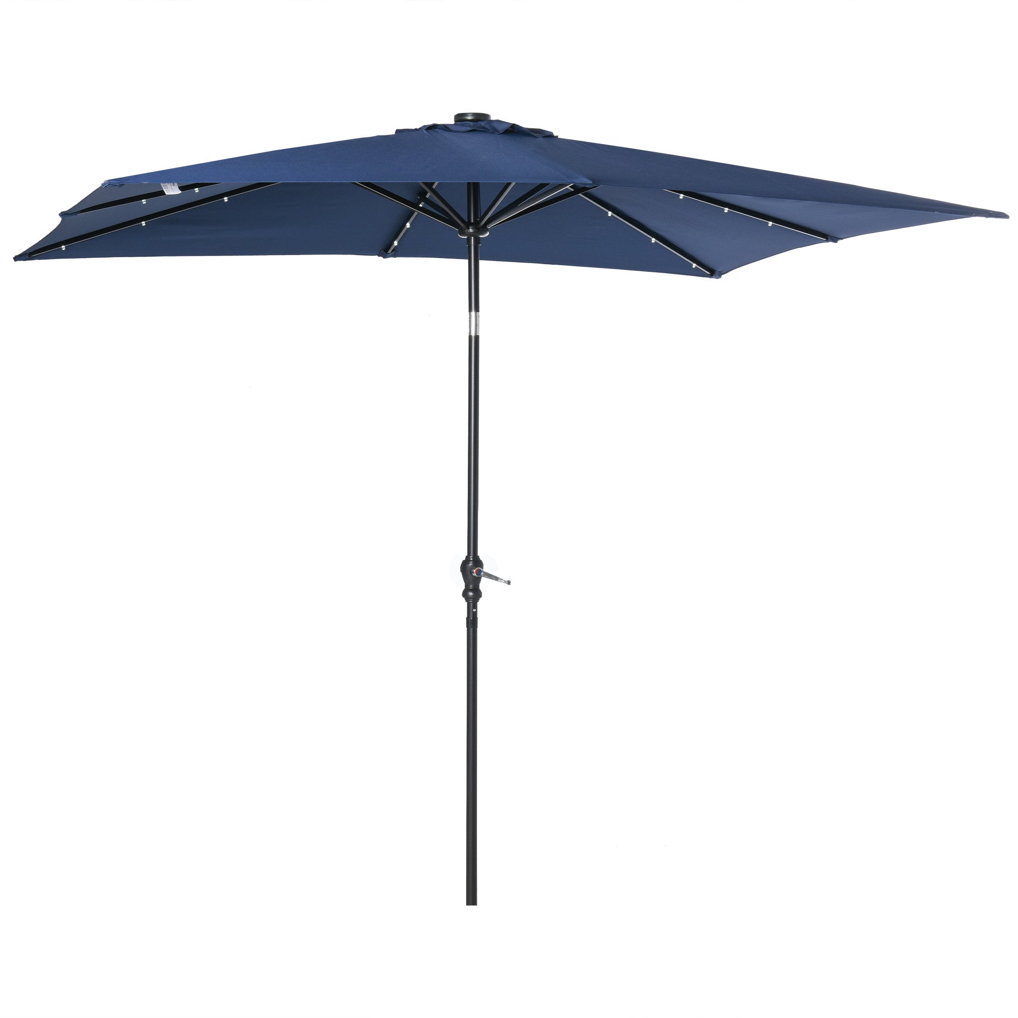 9 ft Solar LED Patio Umbrella with Tilt, Crank, and Vent – Outdoor Market Umbrella for Backyard, Deck, Pool
