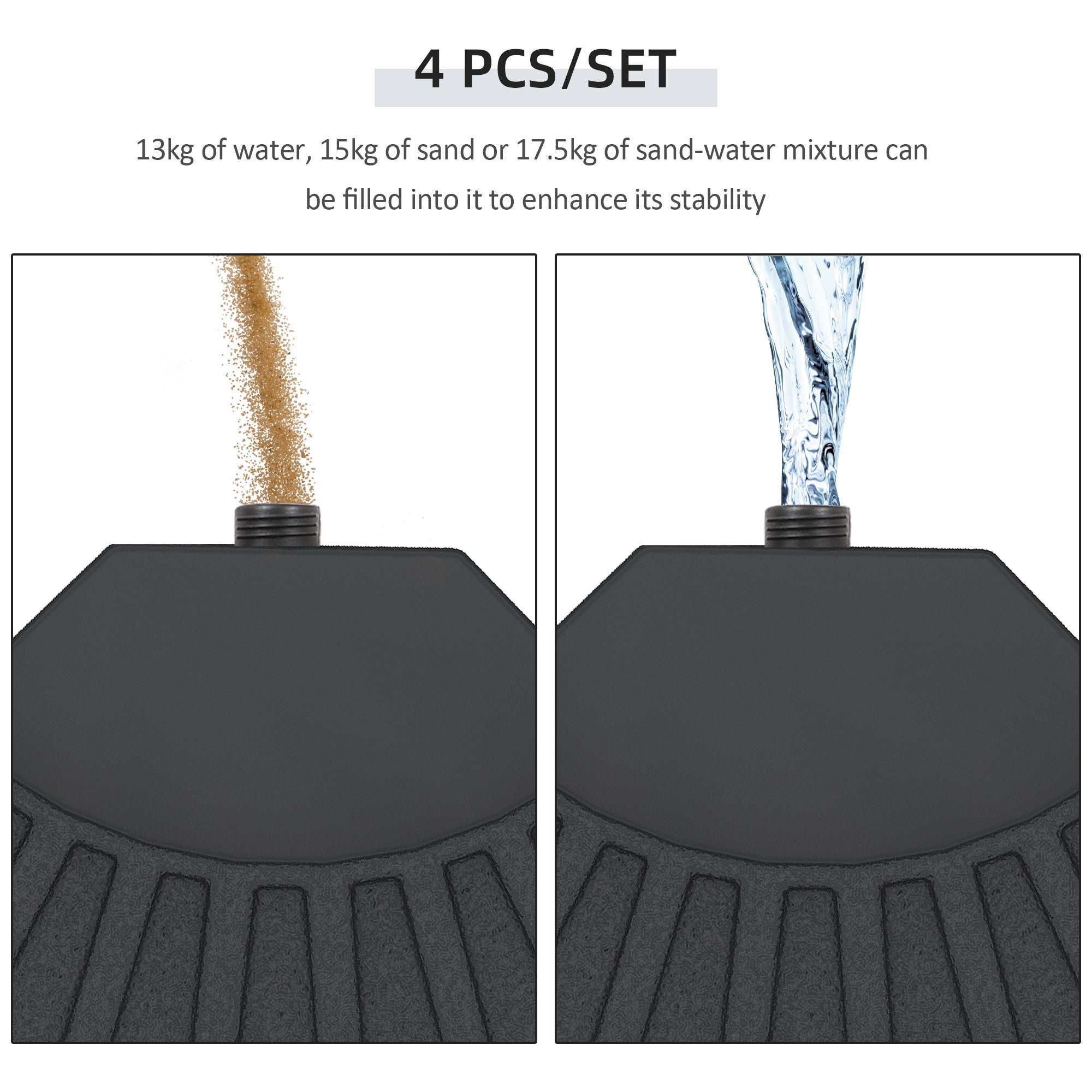 4-Piece Heavy-Duty Umbrella Base Weight Set with Wheels – Fillable HDPE Plates for Offset & Cantilever Umbrellas – Black