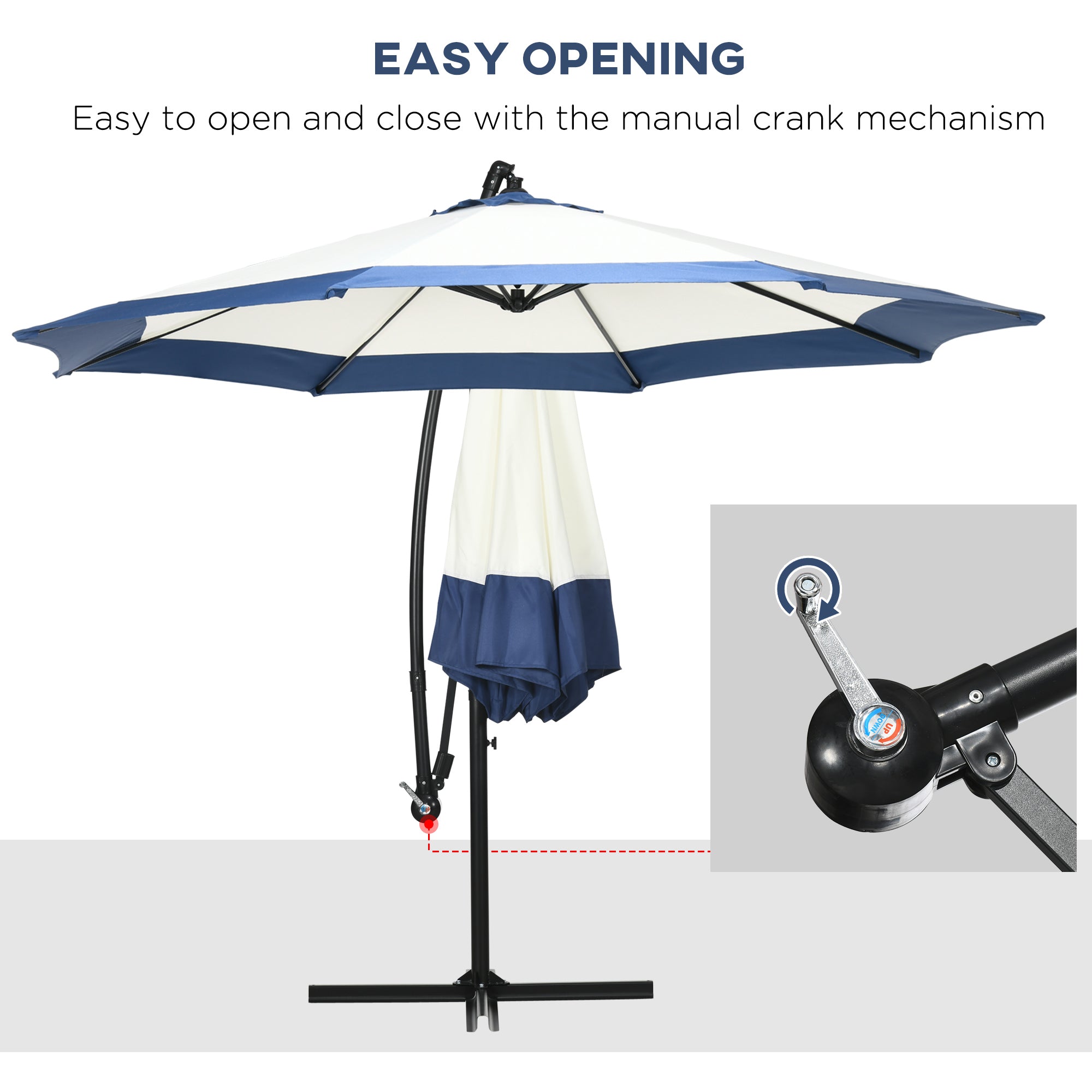 16.25' Cantilever Patio Umbrella with Cross Base – Outdoor Offset Umbrella for Deck, Pool, or Garden – UV-Resistant Shade Canopy