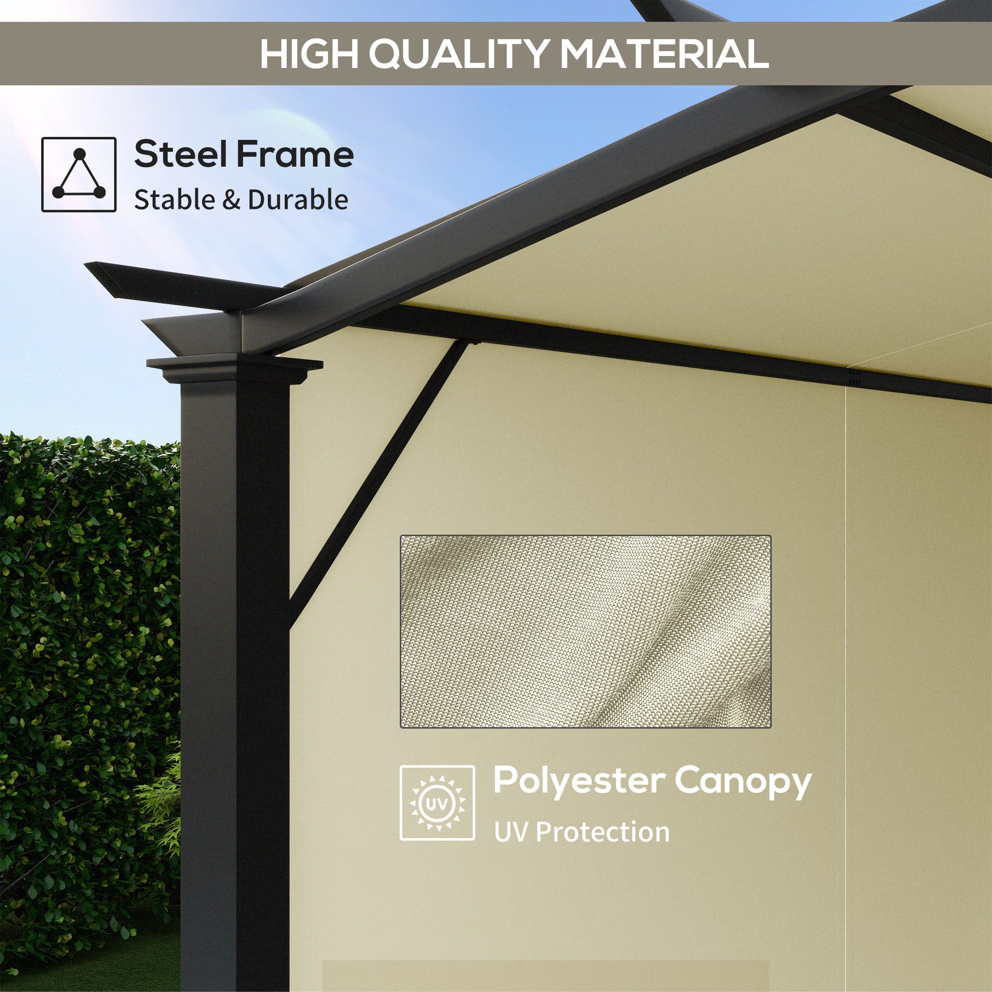 11' x 11' Steel Patio Pergola with Retractable Canopy