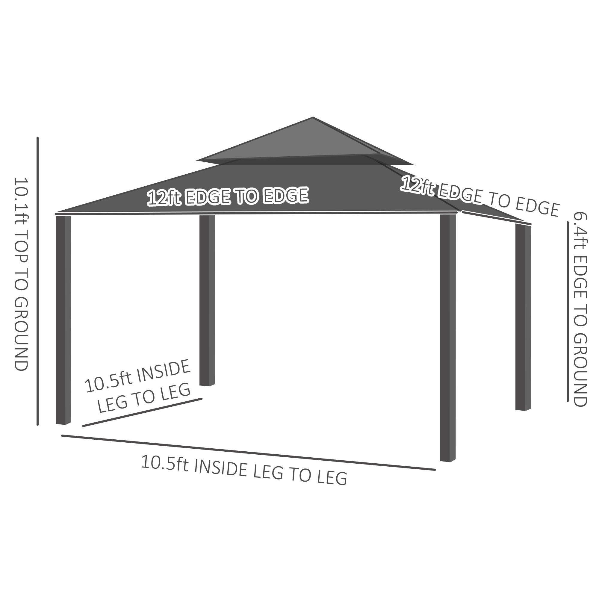 Hardtop Aluminum Gazebo with Curtains & Mesh Netting