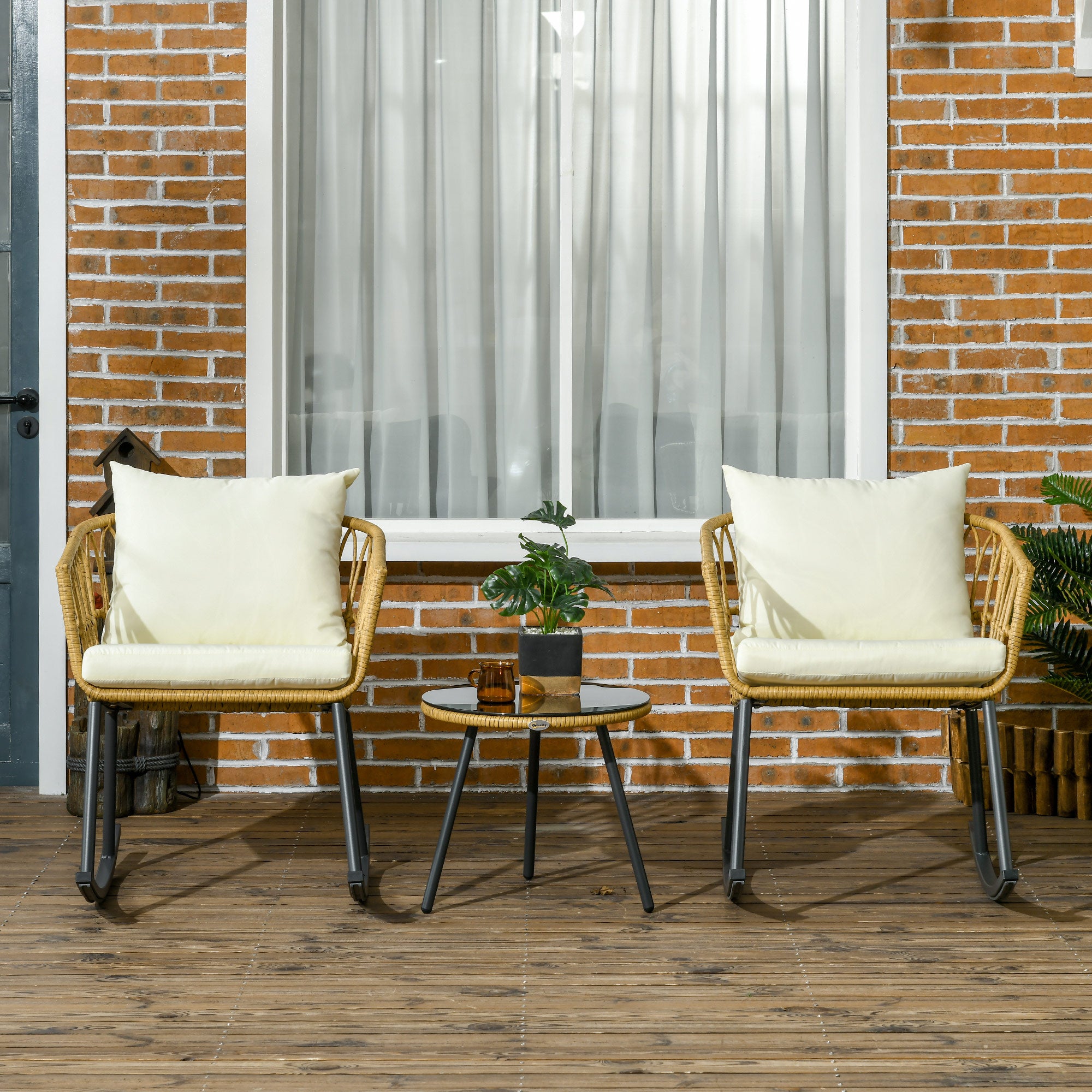3-Piece Outdoor Rocking Chair Set