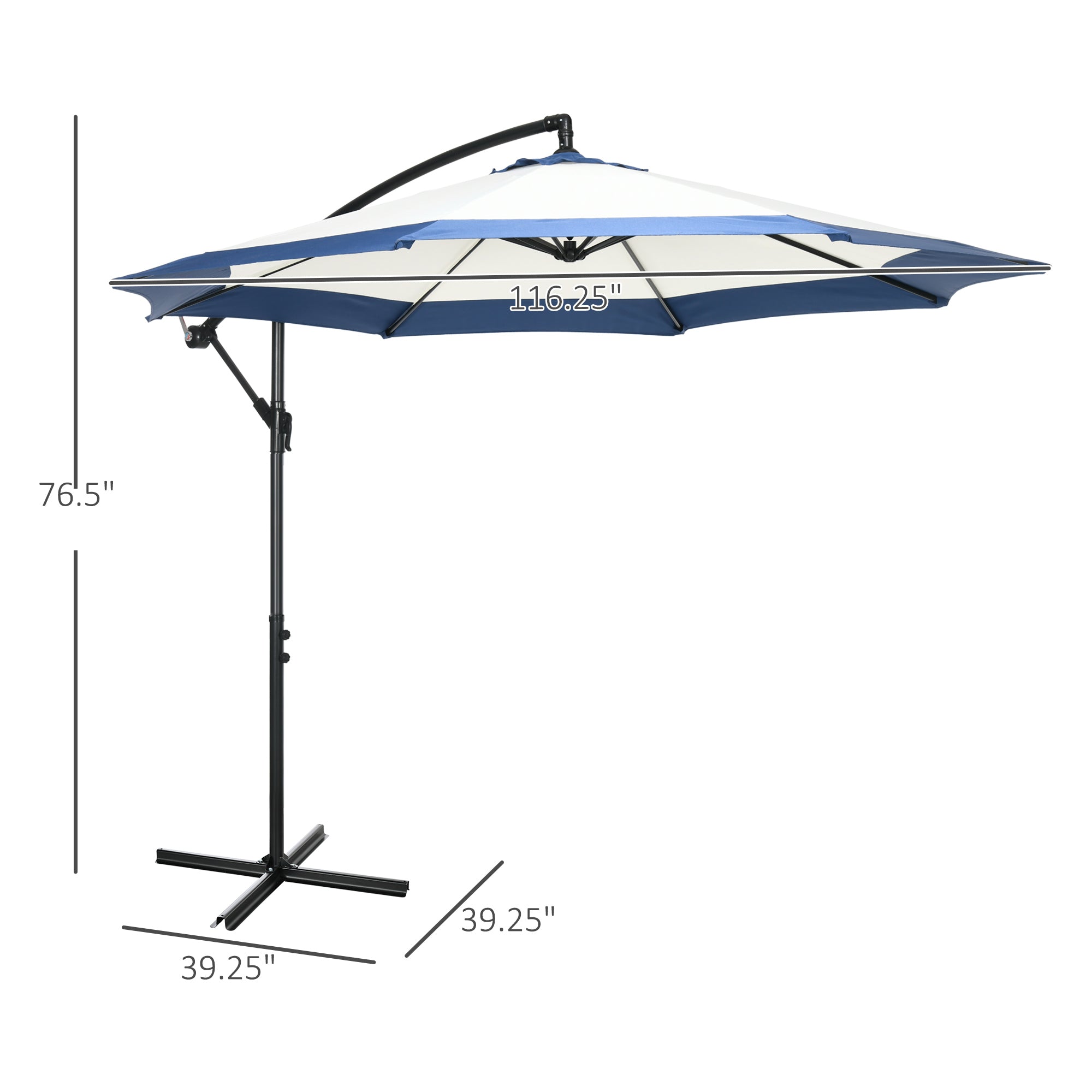 16.25' Cantilever Patio Umbrella with Cross Base – Outdoor Offset Umbrella for Deck, Pool, or Garden – UV-Resistant Shade Canopy