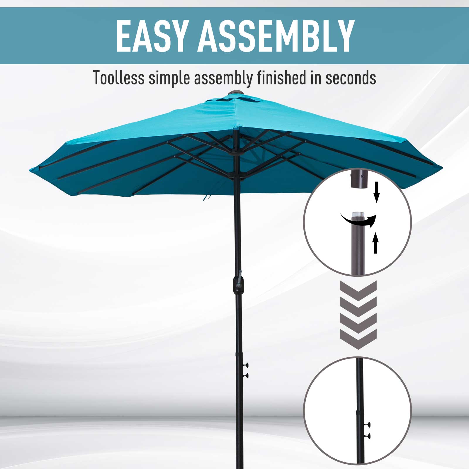15ft Double-Sided Market Umbrella – Extra-Large Outdoor Patio Umbrella with Crank Lift – UV-Resistant Fabric for Poolside, Garden, or Deck