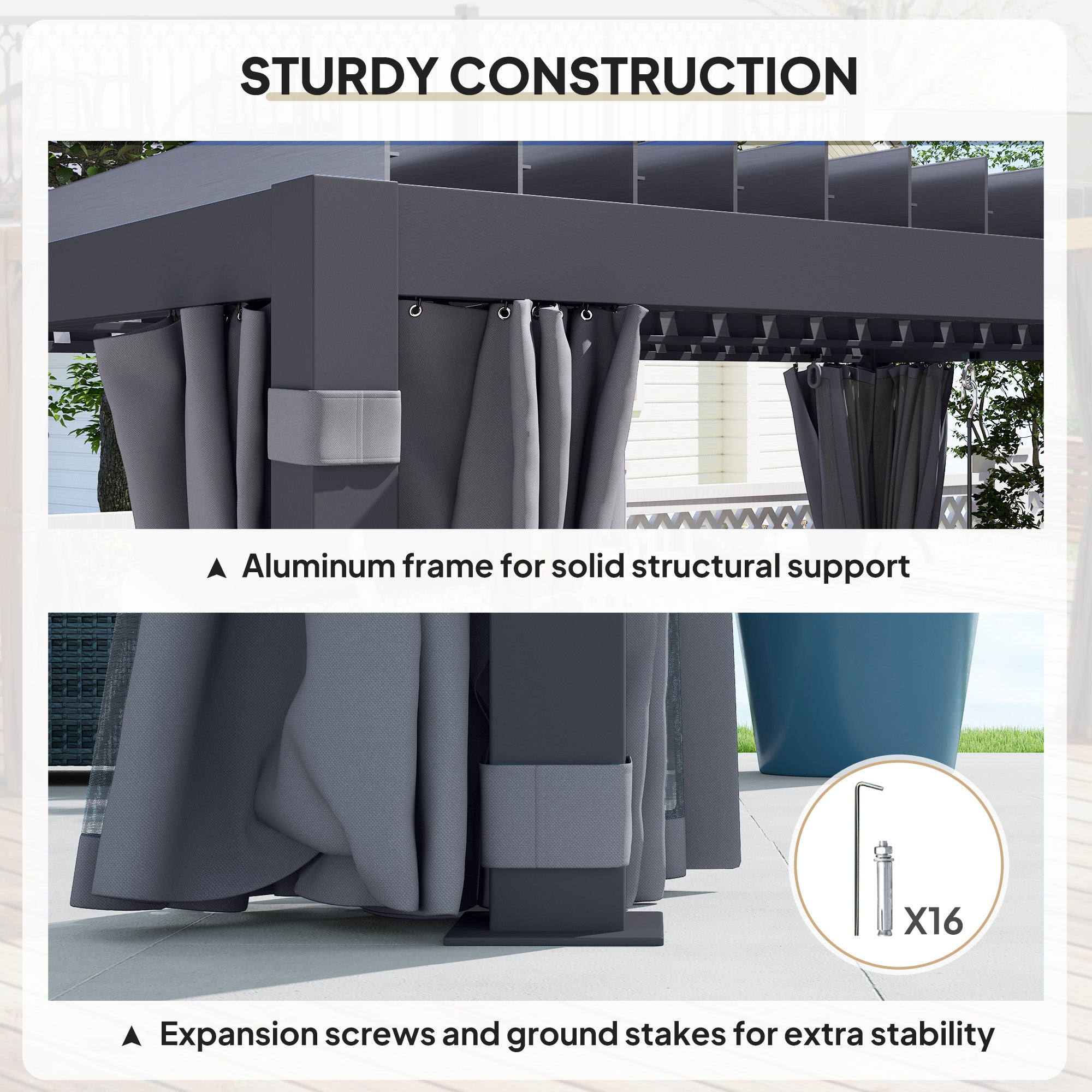 10' x 13' Adjustable Louvered Pergola with Curtains & Netting – Outdoor Aluminum Patio Gazebo for Shade & Privacy