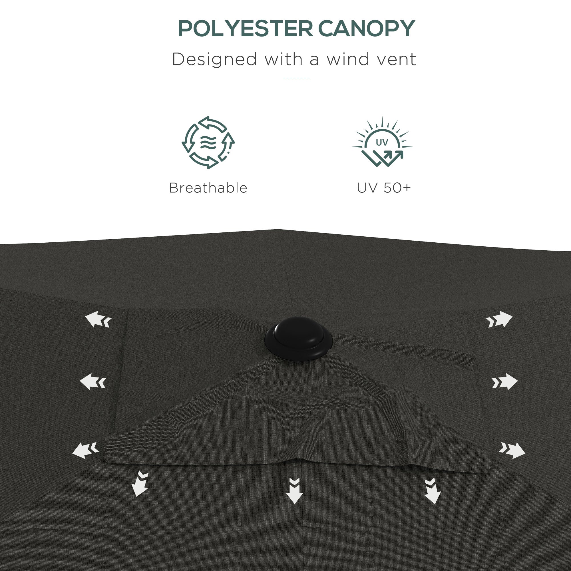 UV-Resistant Tilting Patio Umbrella – 9.5 ft Wide, Crank Lift, Outdoor Market Parasol