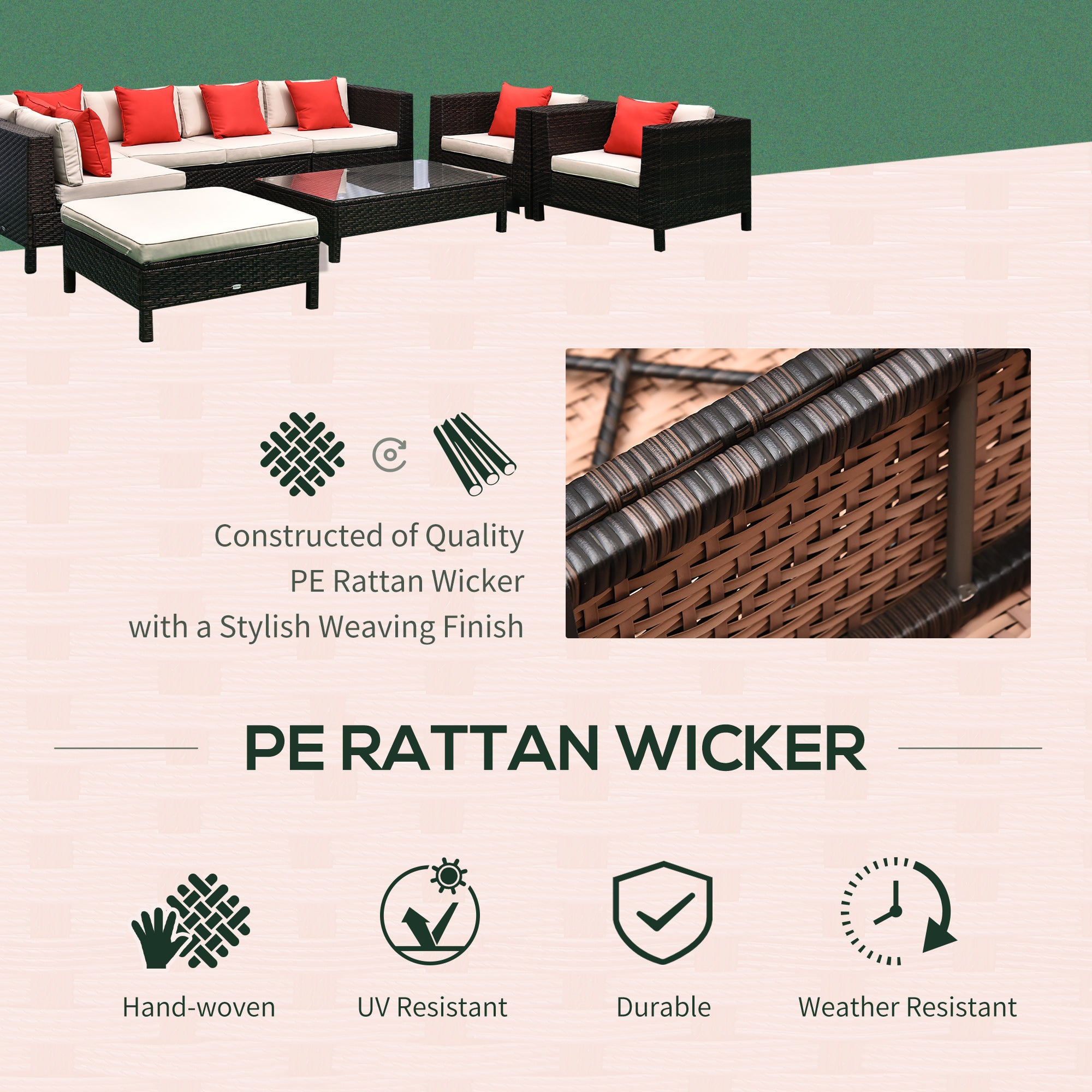 9-Piece Extra-Large Rattan Patio Conversation Set
