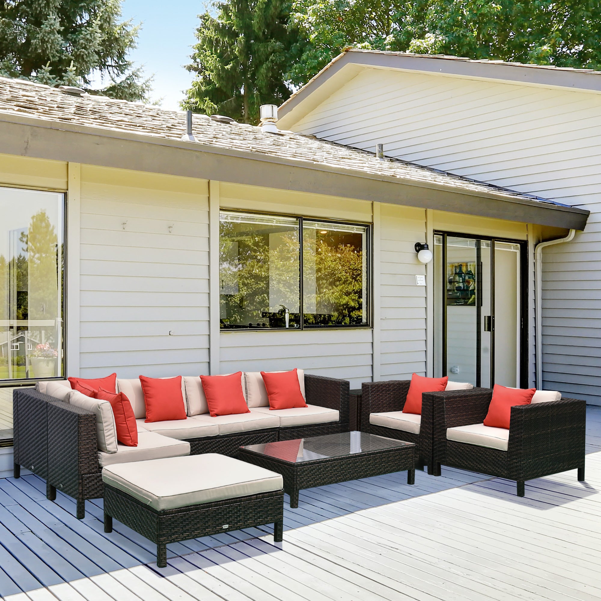 9-Piece Extra-Large Rattan Patio Conversation Set