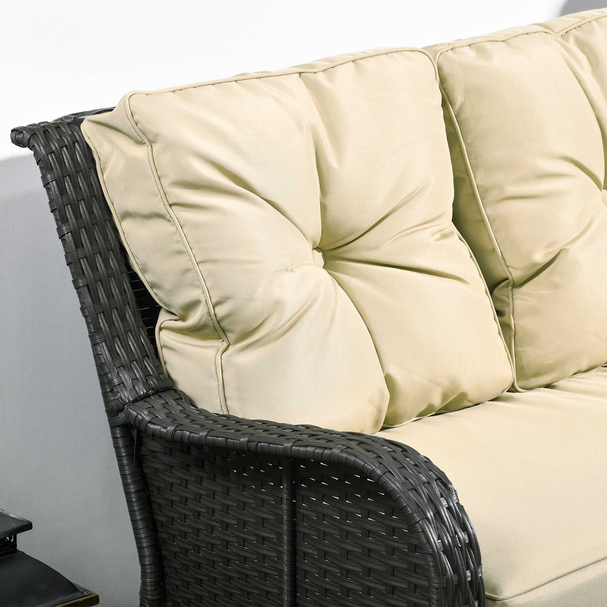 2-Seat Outdoor Rattan Sofa with Cushions – Handwoven Patio Loveseat