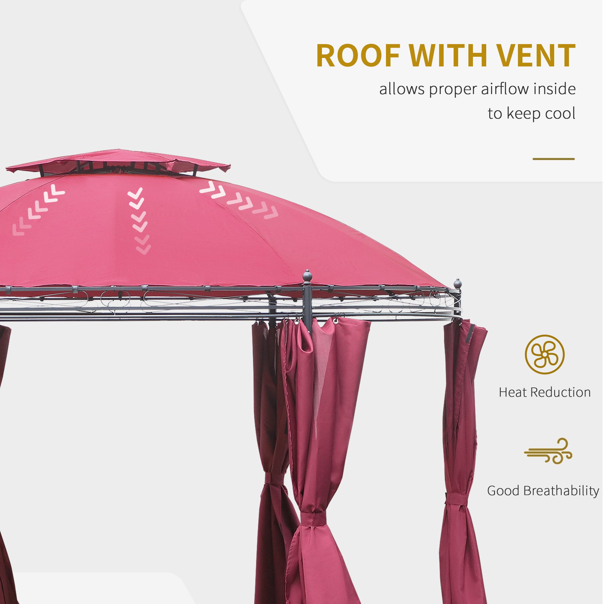 Outdoor Canopy Gazebo with Curtains – Steel Frame Patio Tent for Backyard, Garden, & Events