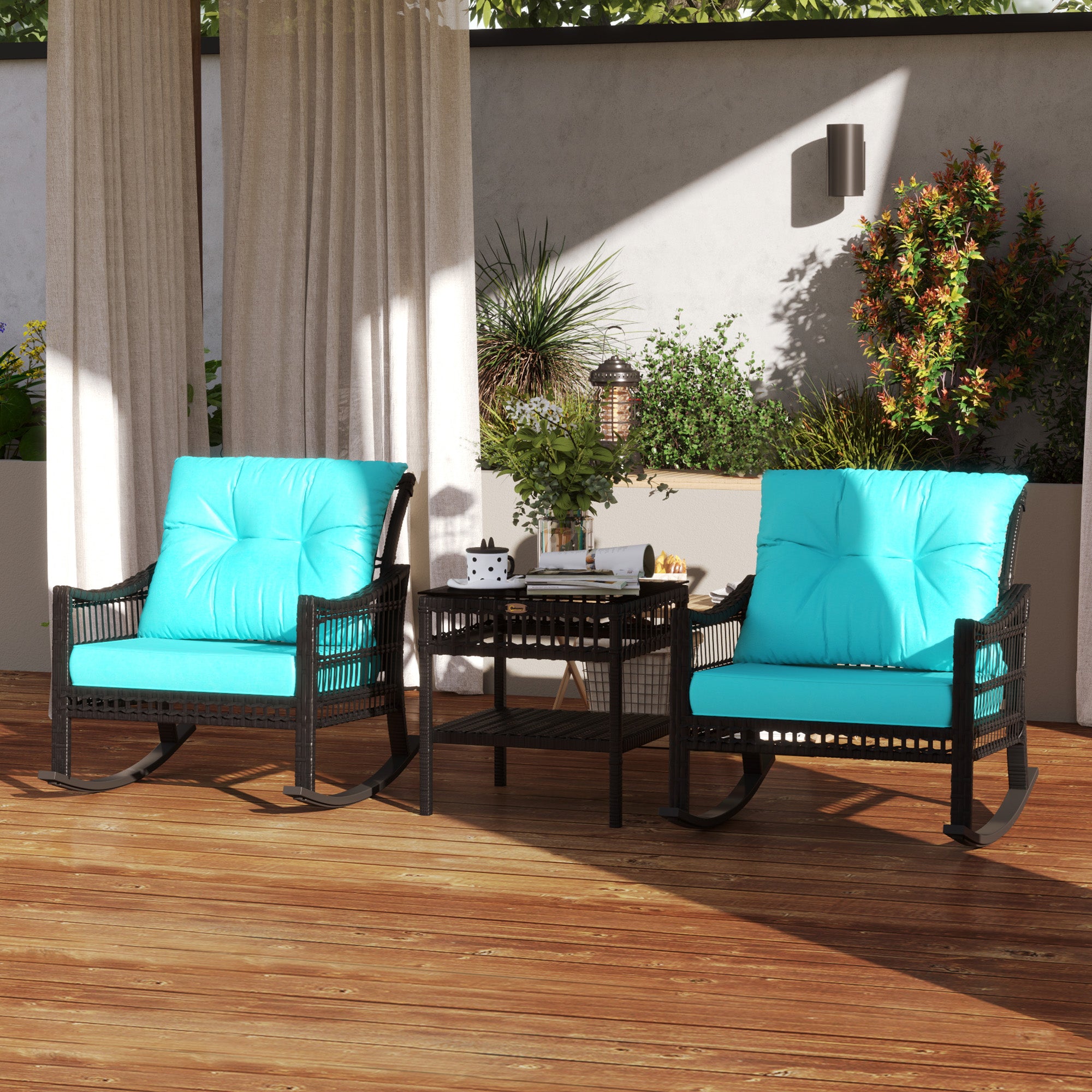 3-Piece Wicker Rocking Bistro Set