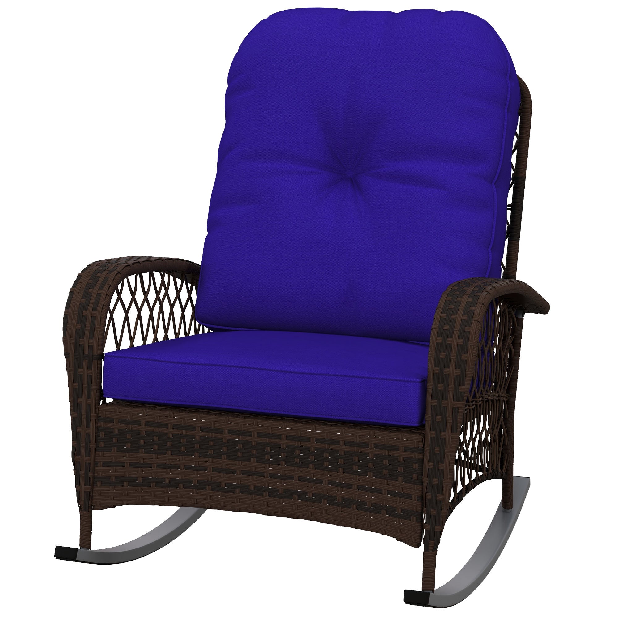 All-Weather Rattan Rocking Chair with Cushions – Indoor/Outdoor Patio Seating