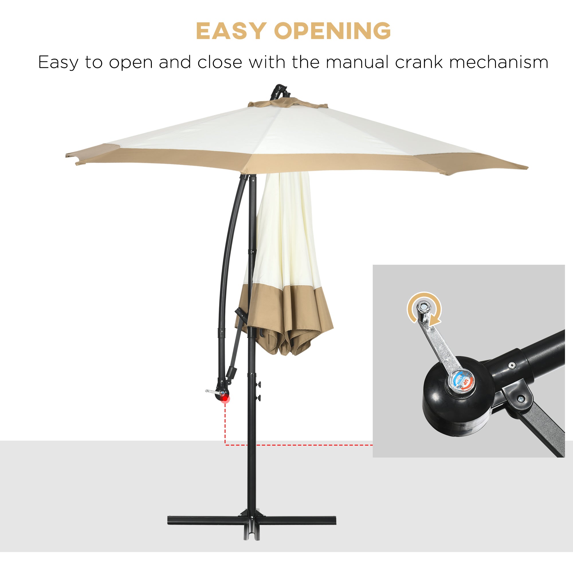 16.25' Cantilever Patio Umbrella with Cross Base – Outdoor Offset Umbrella for Deck, Pool, or Garden – UV-Resistant Shade Canopy