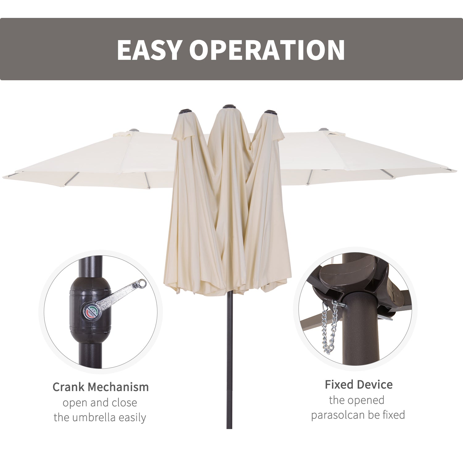 Extra Large 15 ft Patio Umbrella, Double-Sided Large Outdoor Umbrella with Crank Handle and Air Vents for Backyard, Deck, Pool
