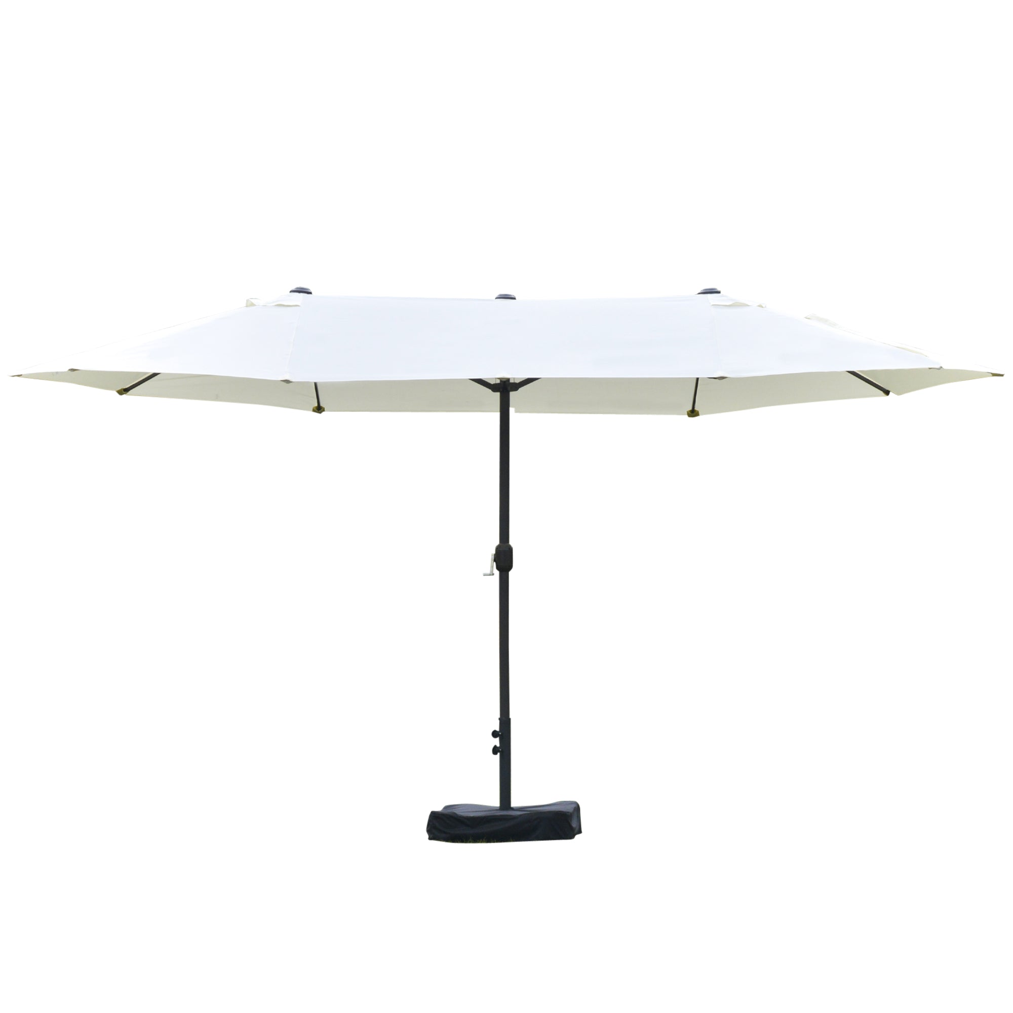 15 ft Extra-Large Double-Sided Patio Umbrella with Cross Base – UV-Resistant Outdoor Market Umbrella with Crank
