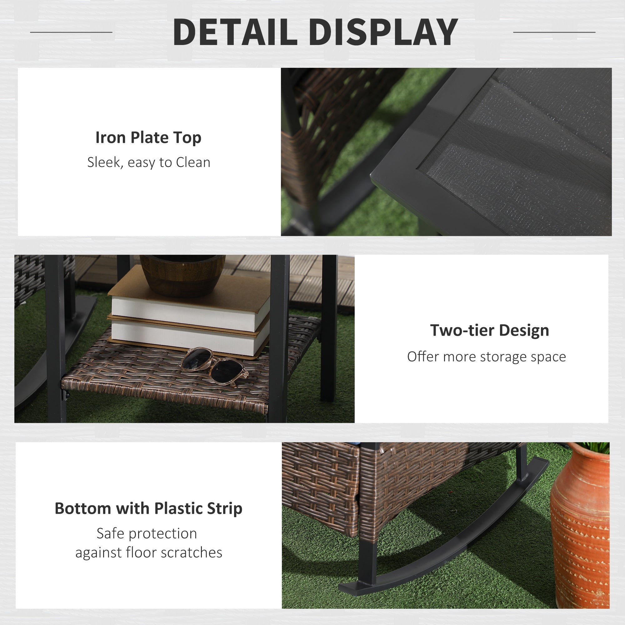 3-Piece Outdoor Rocking Chair Set with Cushions &amp; Coffee Table