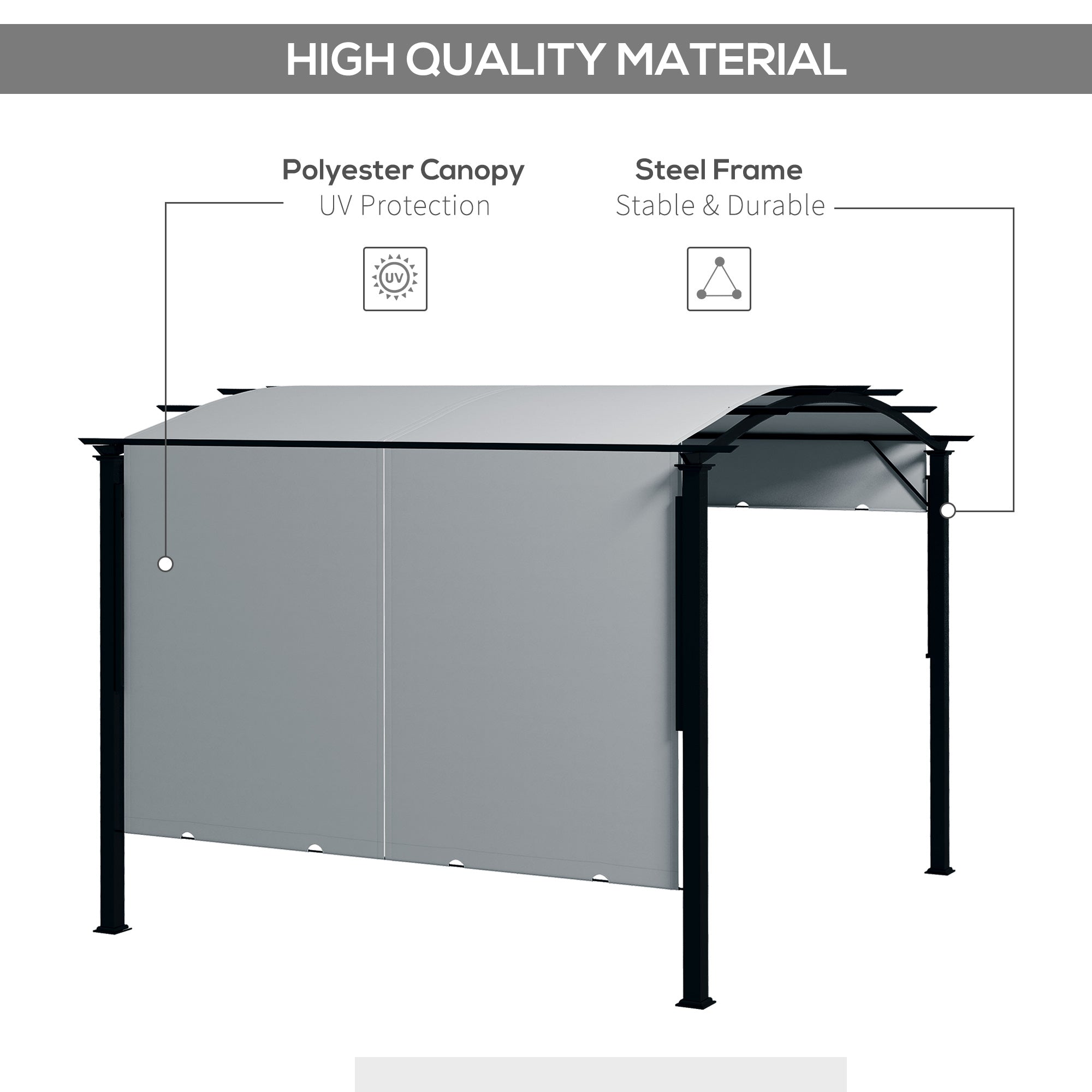 11' x 11' Steel Patio Pergola with Retractable Canopy