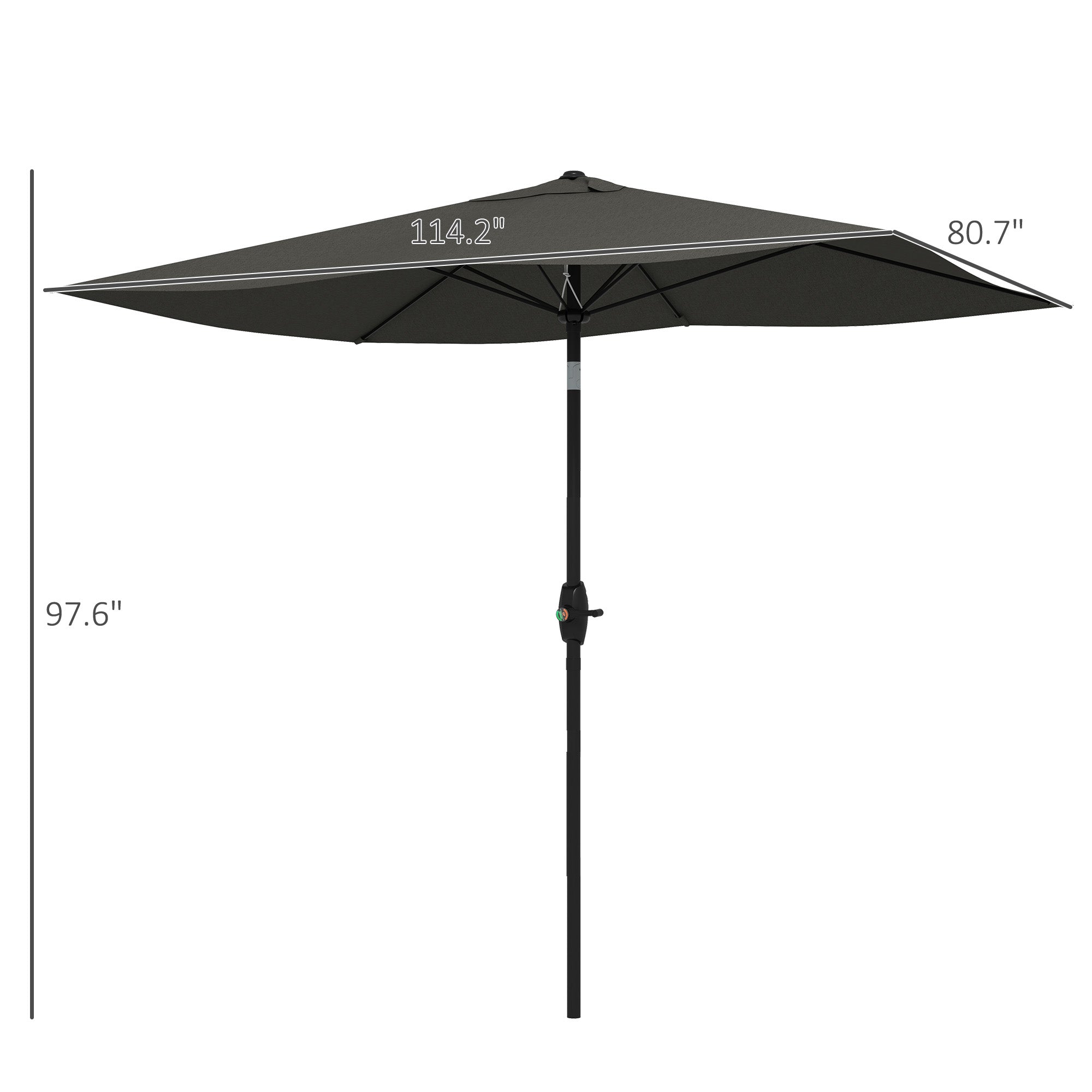 UV-Resistant Tilting Patio Umbrella – 9.5 ft Wide, Crank Lift, Outdoor Market Parasol