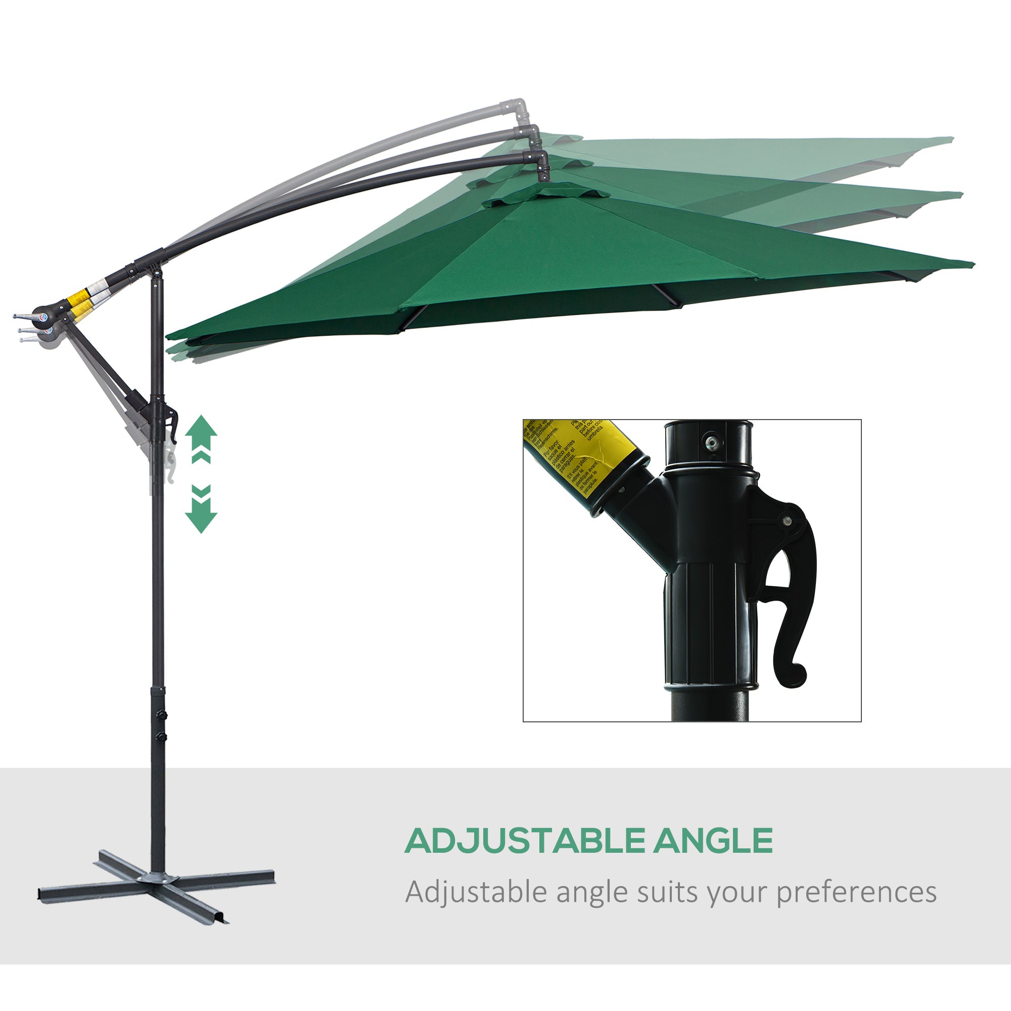 10ft Cantilever Patio Umbrella with 360° Rotation – UV & Water-Resistant Offset Umbrella with Base