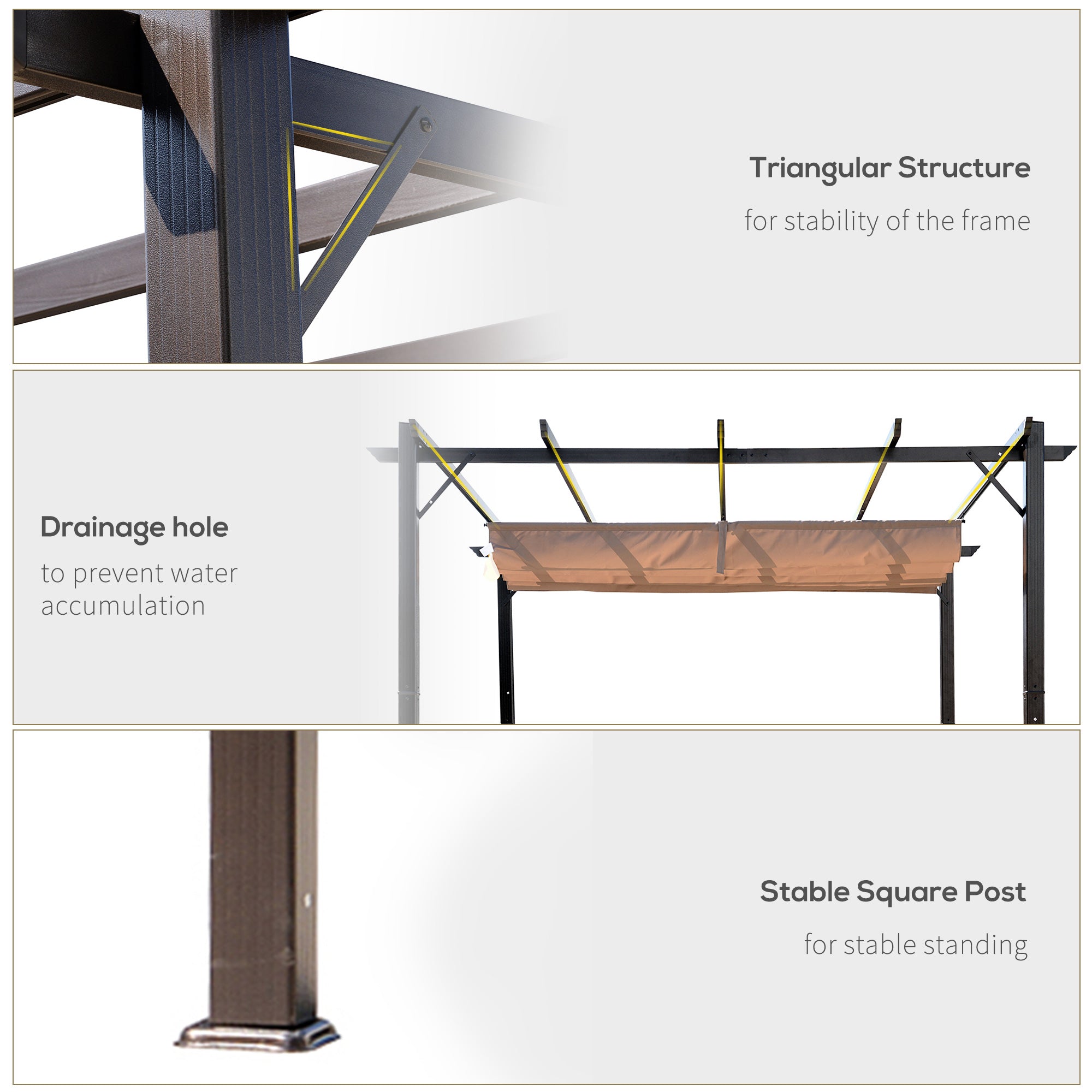 10' x 10' Outdoor Pergola Canopy with Sliding Shade