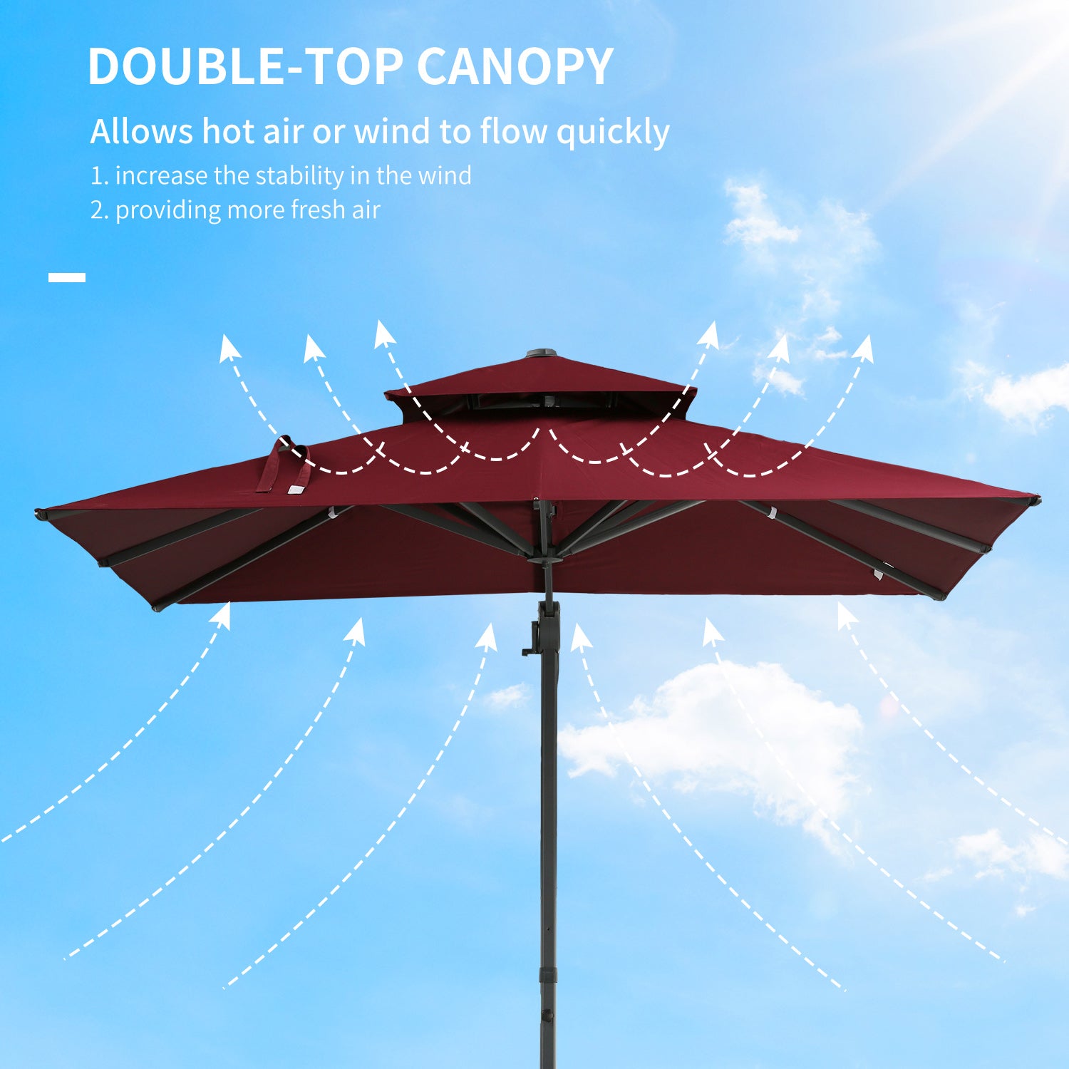 10 ft Cantilever Patio Umbrella with 360° Rotation – Outdoor Offset Umbrella with Crank Lift, Tilt, and Ventilated Double Canopy
