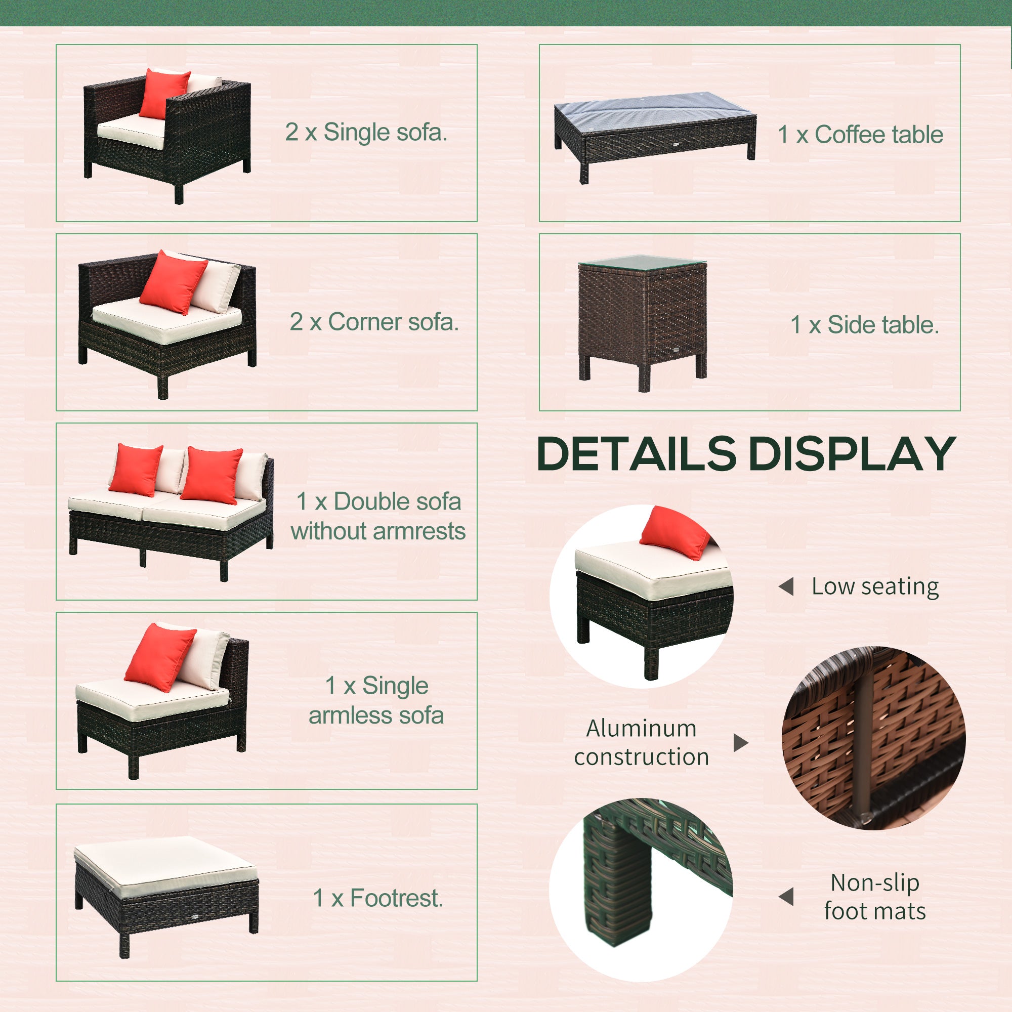 9-Piece Extra-Large Rattan Patio Conversation Set