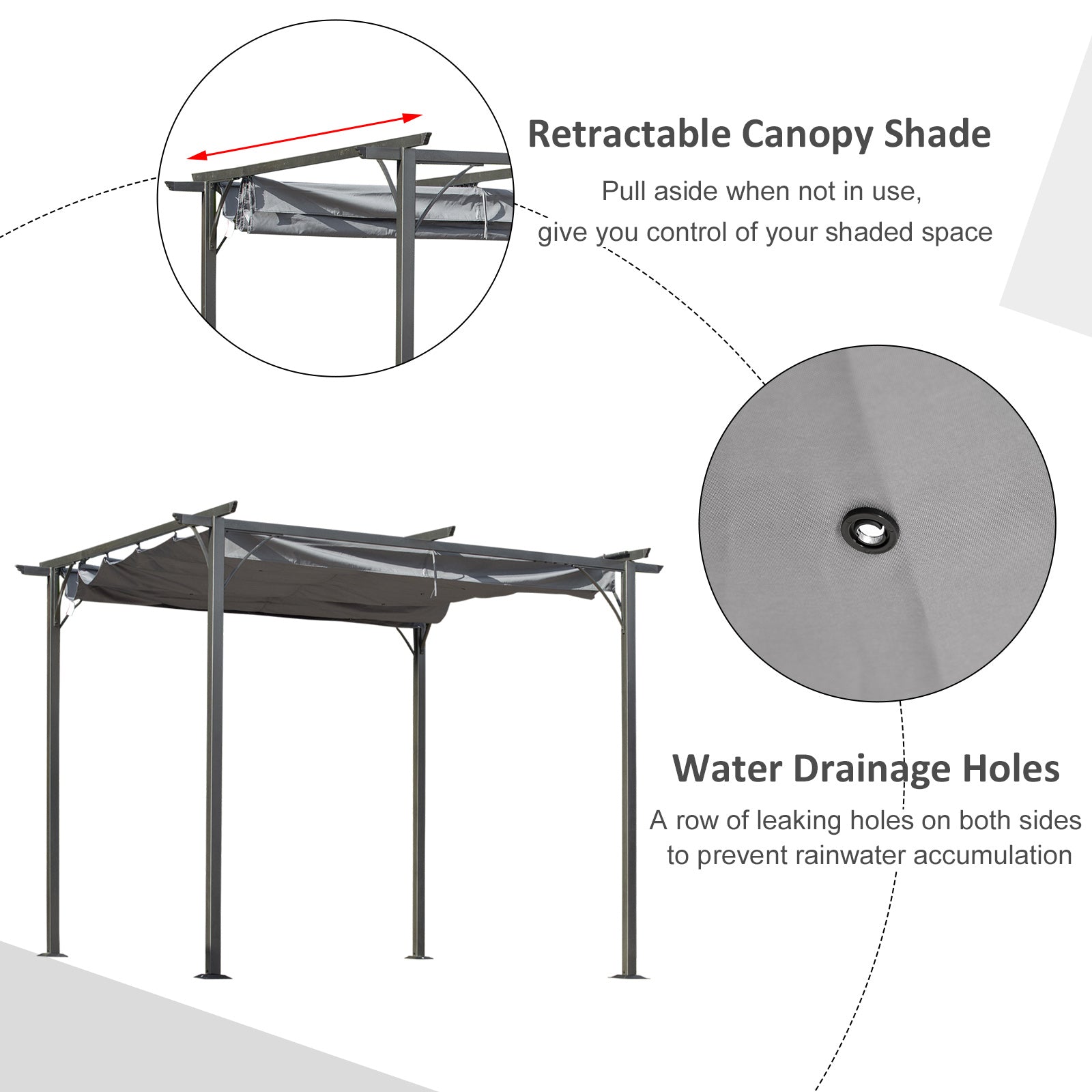 10' x 10' Outdoor Pergola with Retractable Canopy