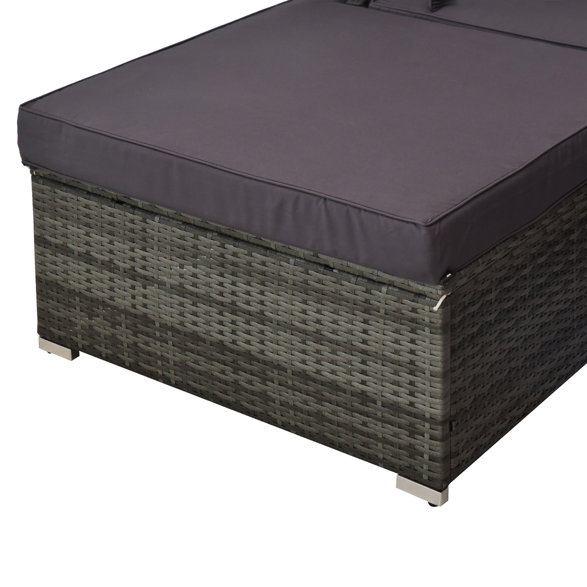 5-Piece Outdoor PE Rattan Sectional Sofa Set with Ottoman &amp; Coffee Table