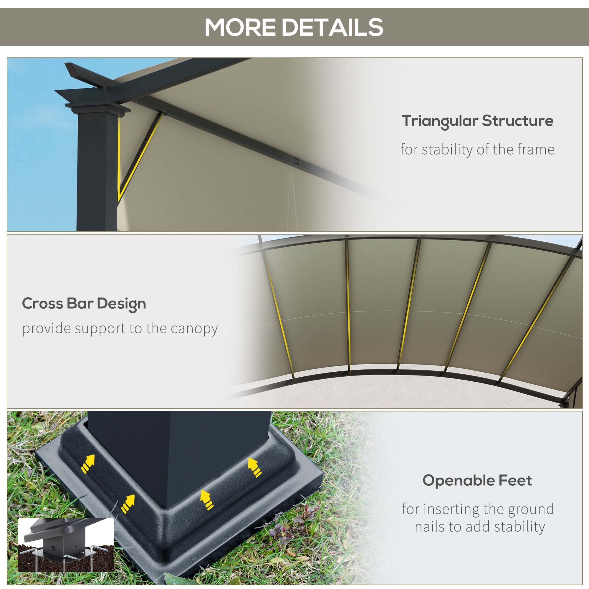 11' x 11' Steel Patio Pergola with Retractable Canopy