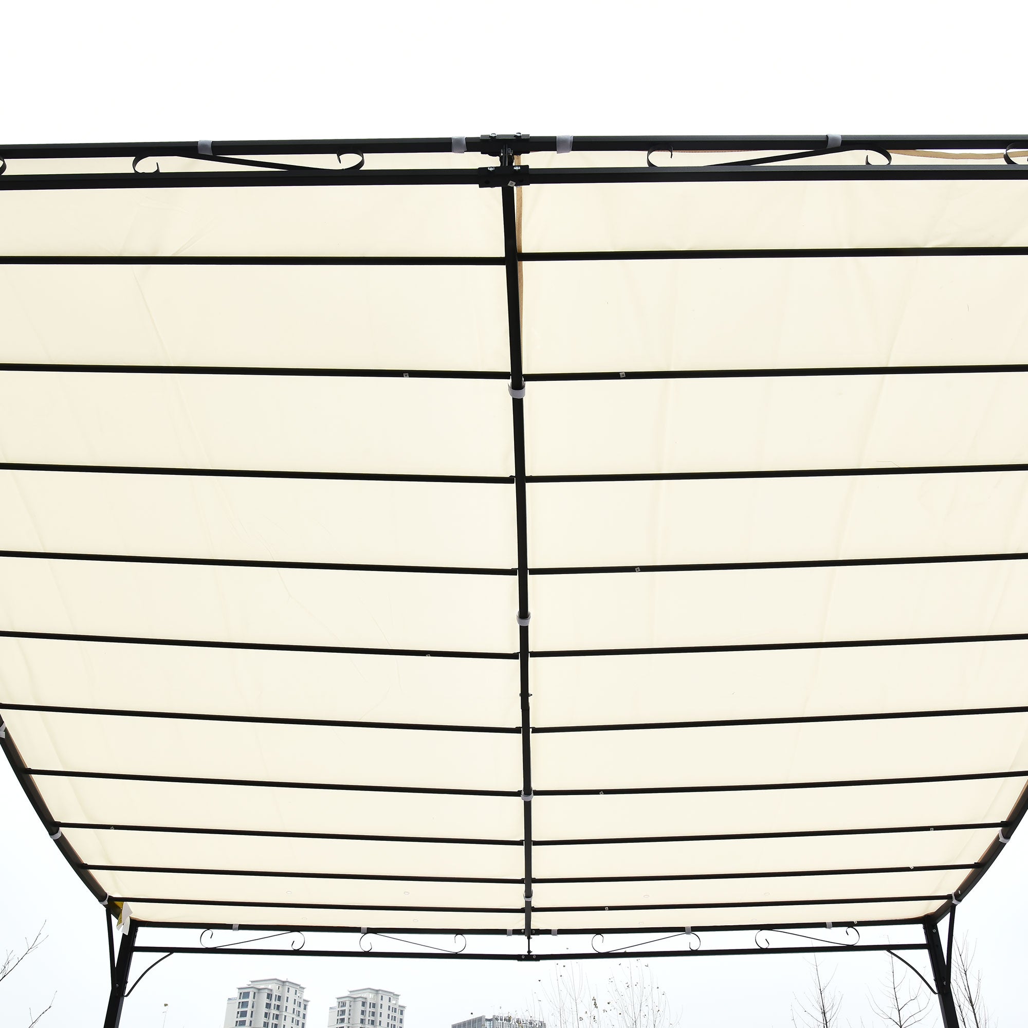 13' x 10' Wall-Mounted Patio Pergola with Canopy – European-Inspired Outdoor Shade