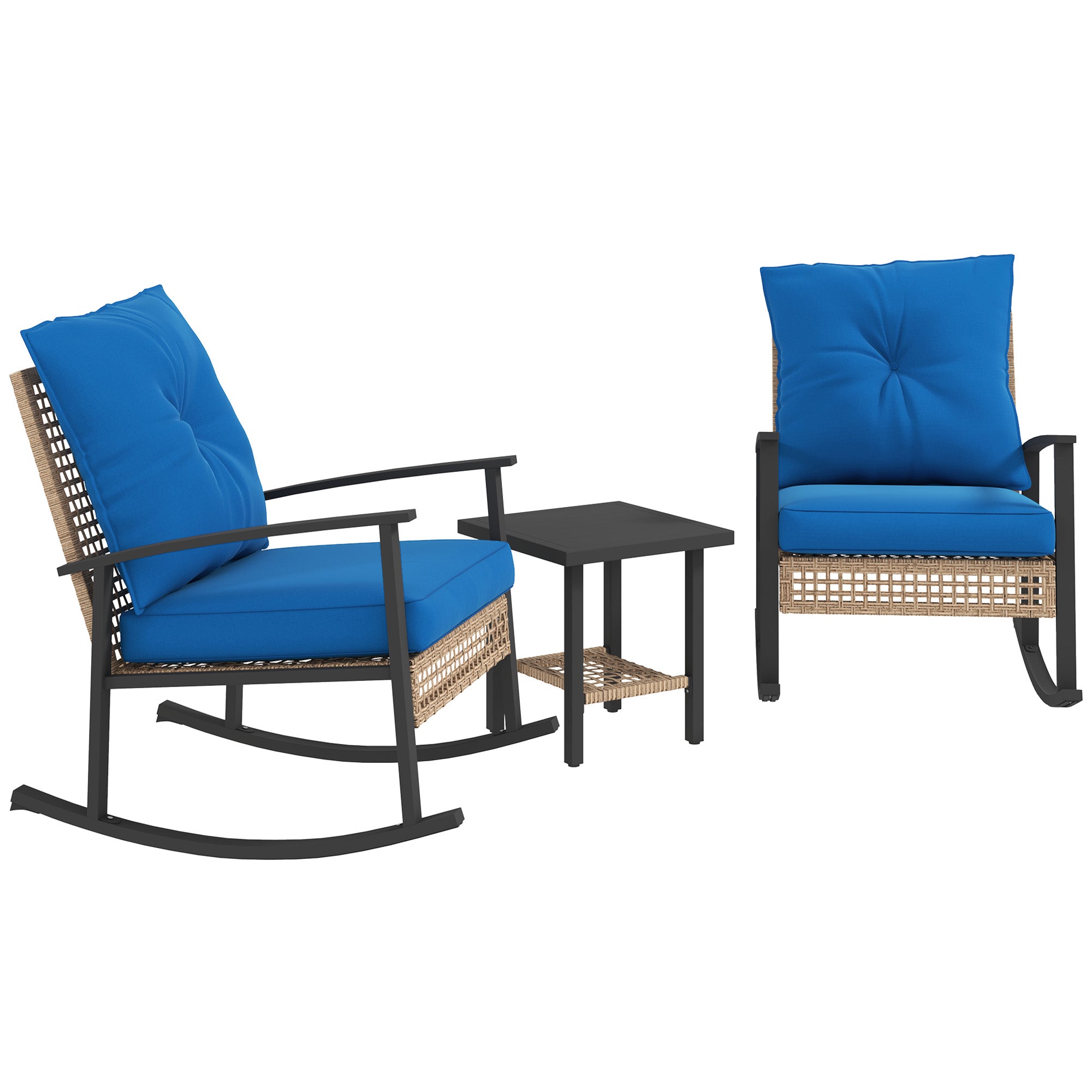 3-Piece Outdoor Rocking Chair Patio Set with Side Table