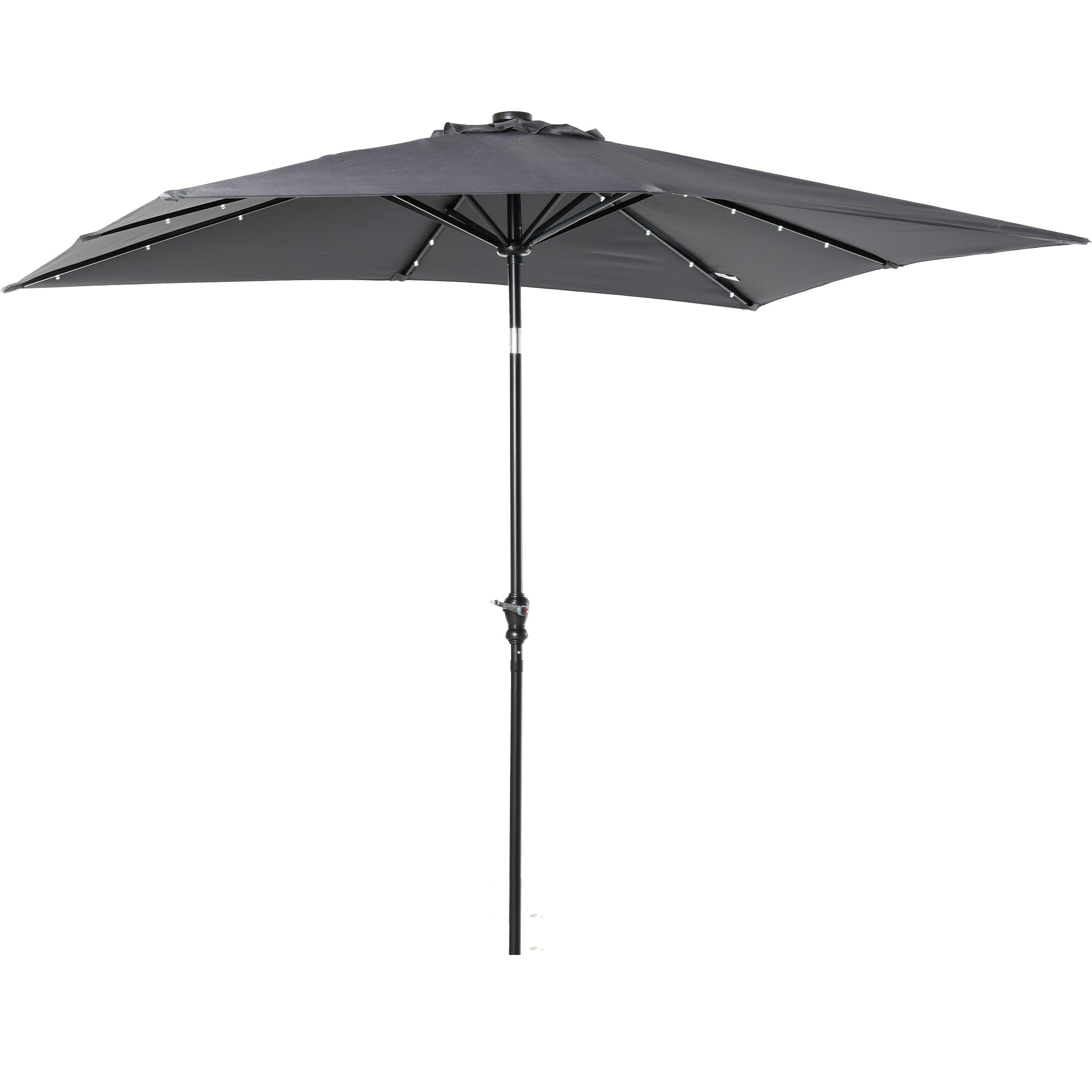 9 ft Solar LED Patio Umbrella with Tilt, Crank, and Vent – Outdoor Market Umbrella for Backyard, Deck, Pool