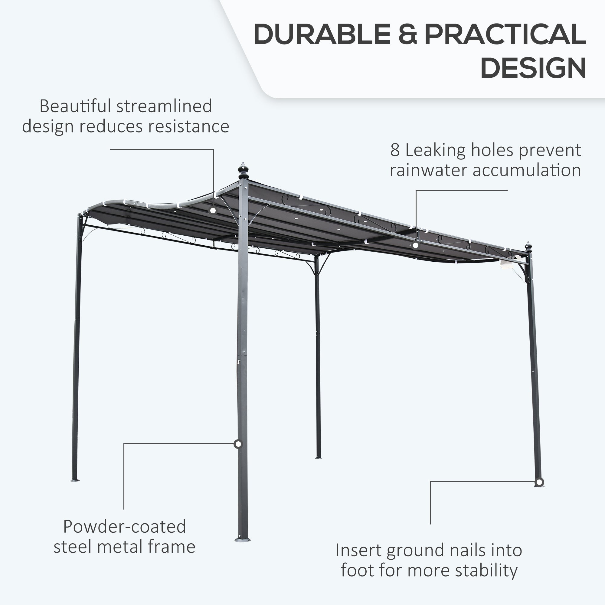 10' x 10' Wall-Mounted Patio Pergola with Canopy – European-Inspired Outdoor Shade