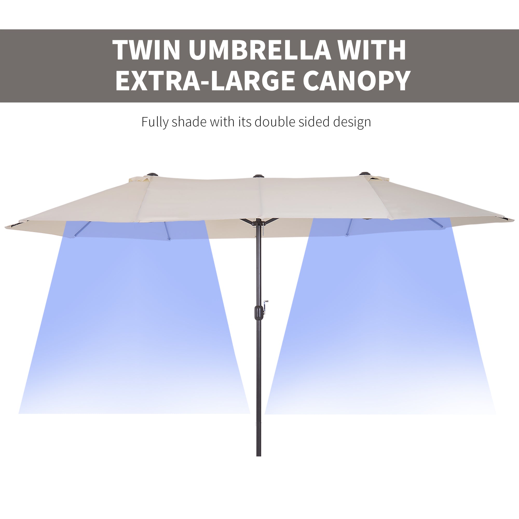 Extra Large 15 ft Patio Umbrella, Double-Sided Large Outdoor Umbrella with Crank Handle and Air Vents for Backyard, Deck, Pool