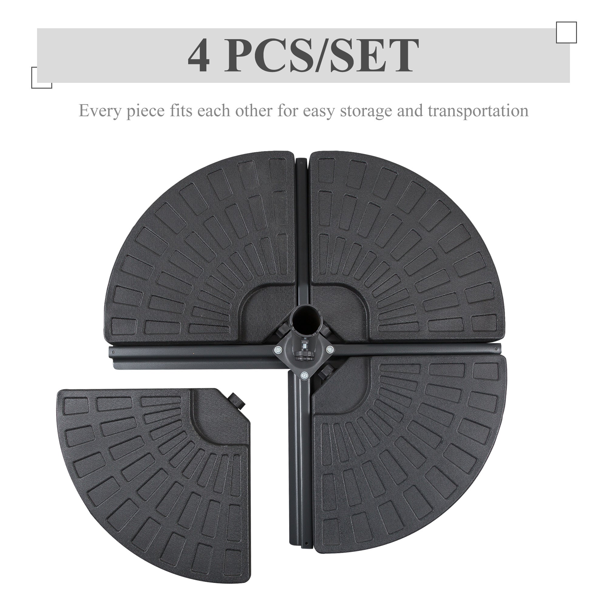 4-Piece Heavy-Duty Umbrella Base Weight Set with Wheels – Fillable HDPE Plates for Offset & Cantilever Umbrellas – Black