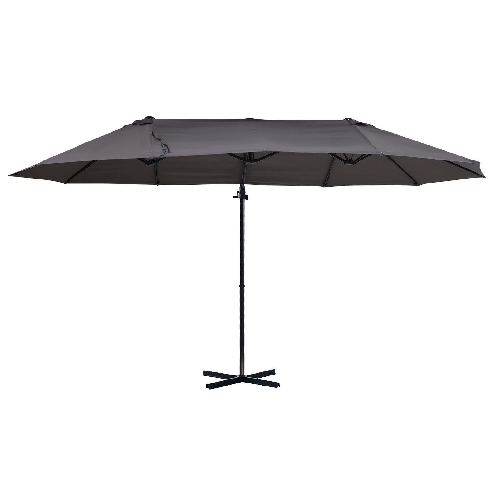 14.4 ft Double-Sided Offset Patio Umbrella with Crank Lift – Outdoor Cantilever Sun Shade for Patio, Deck, Garden, or Pool