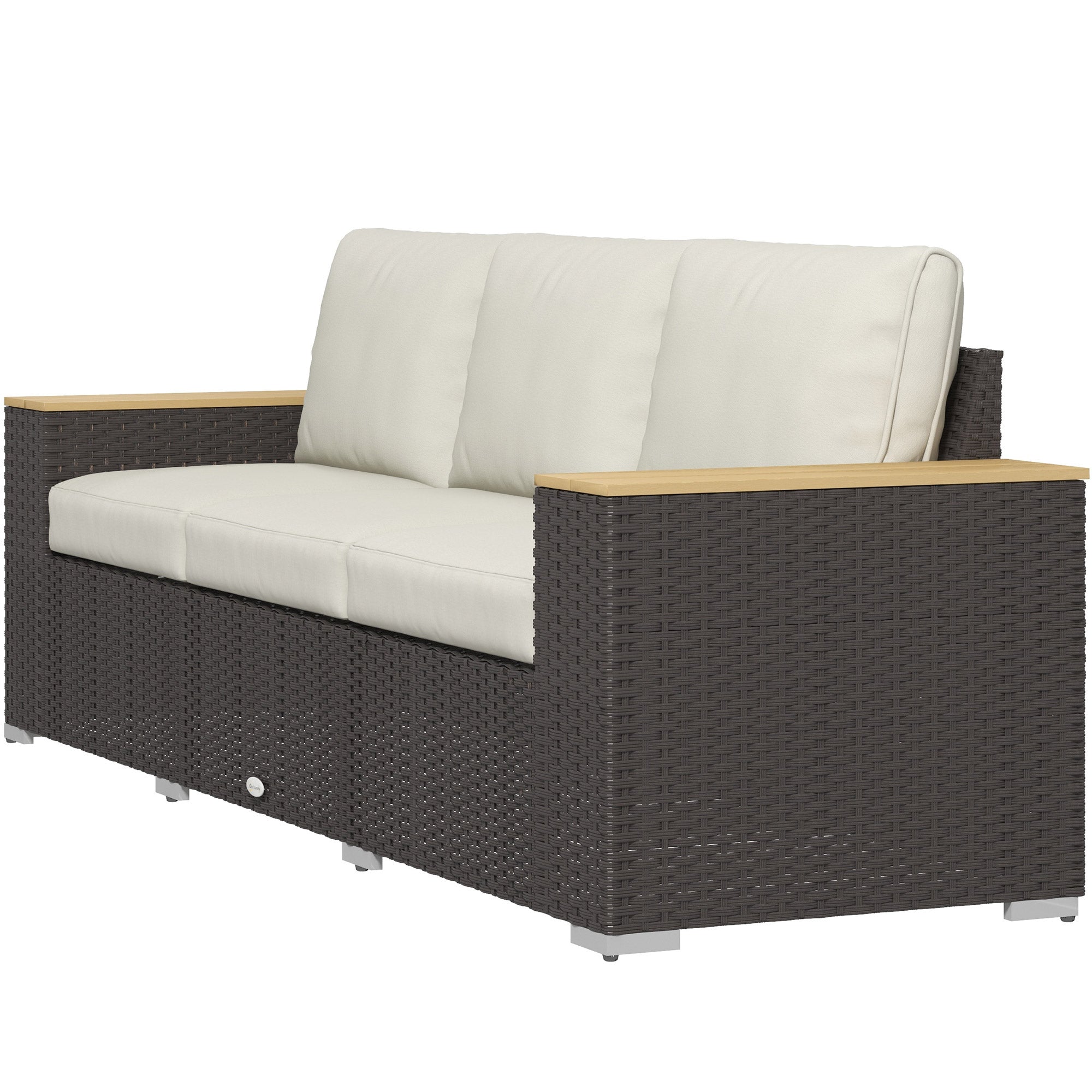 3-Seat Outdoor Wicker Sofa with Cushions
