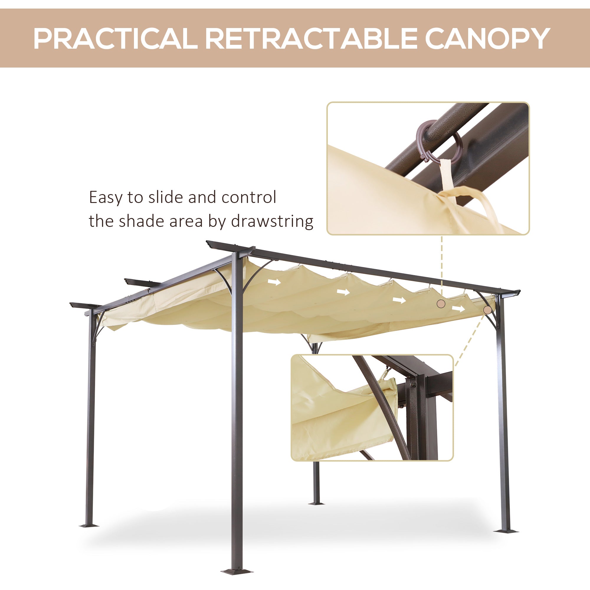 11.5' x 11.5' Outdoor Pergola with Retractable Canopy