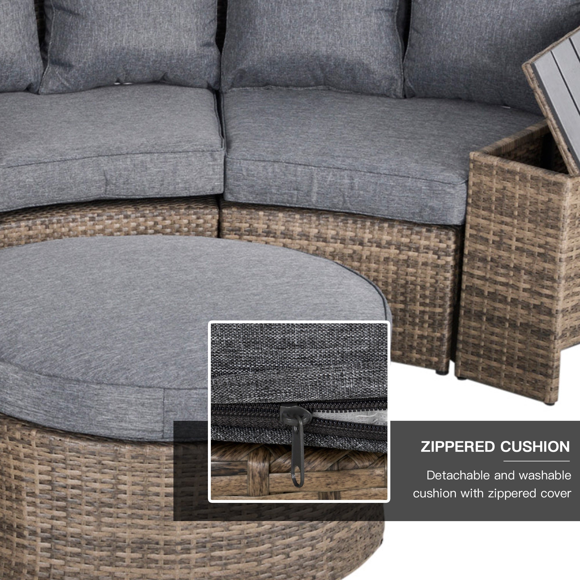 8-Piece Modular Wicker Patio Furniture Set – Outdoor Rattan Sofa with Side Tables, Cushions & Coffee Table
