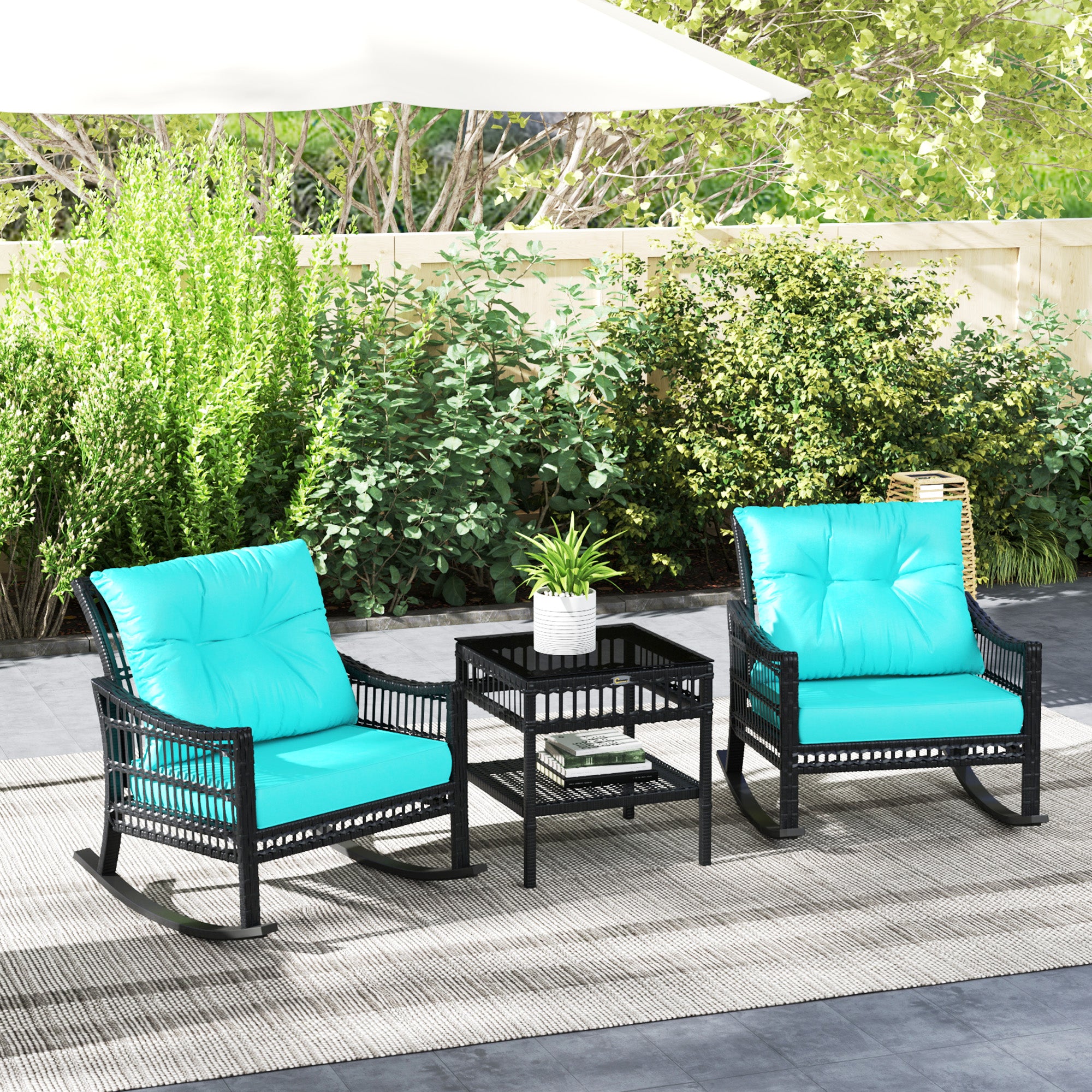 3-Piece Wicker Rocking Bistro Set