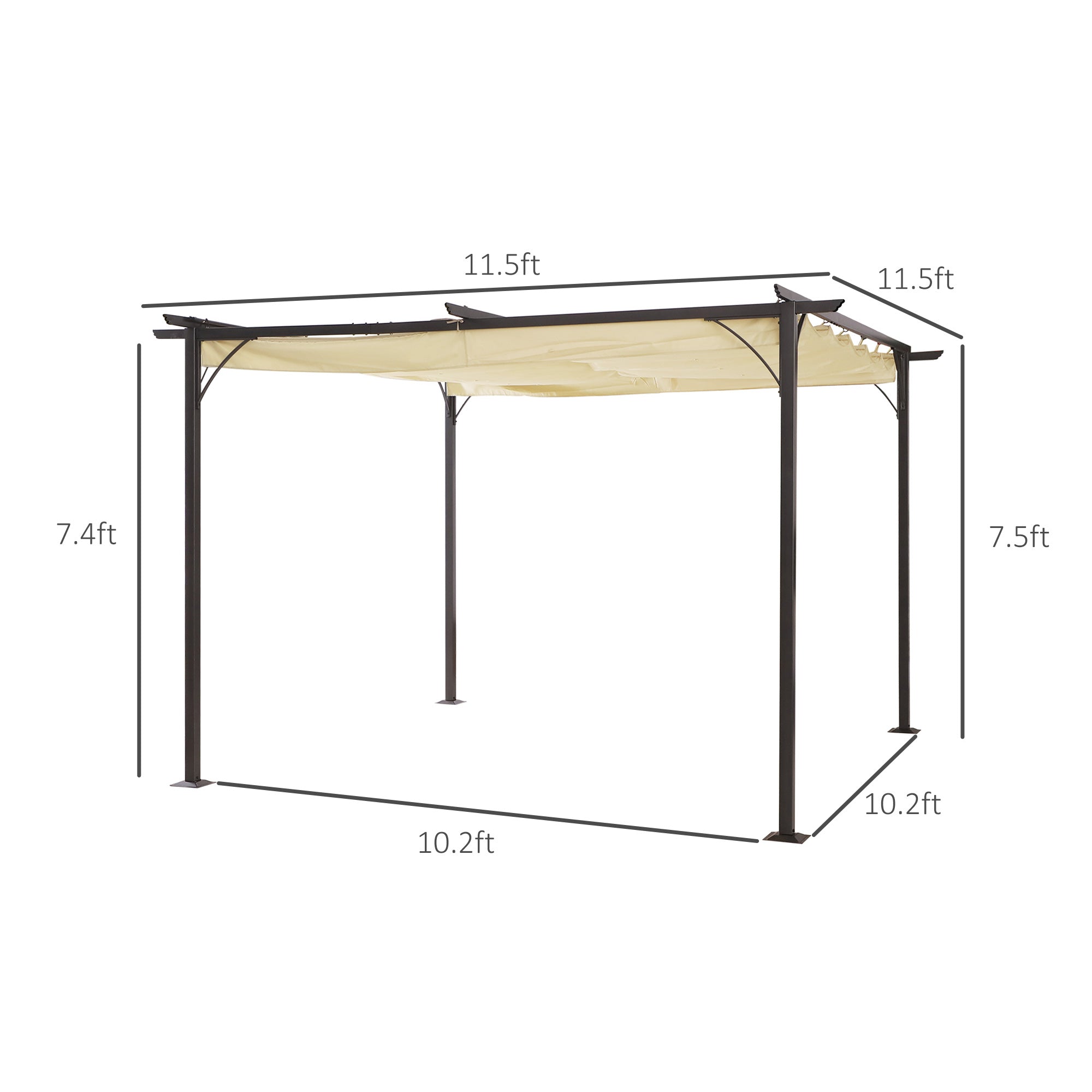 11.5' x 11.5' Outdoor Pergola with Retractable Canopy