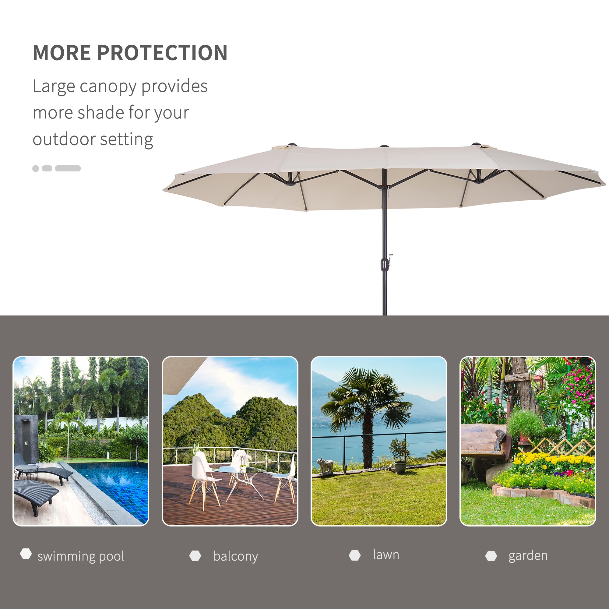 Extra Large 15 ft Patio Umbrella, Double-Sided Large Outdoor Umbrella with Crank Handle and Air Vents for Backyard, Deck, Pool
