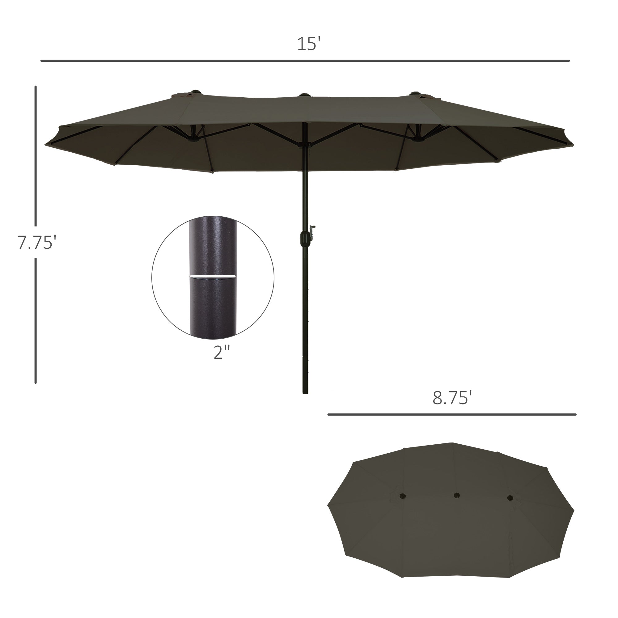 Extra Large 15 ft Patio Umbrella, Double-Sided Large Outdoor Umbrella with Crank Handle and Air Vents for Backyard, Deck, Pool