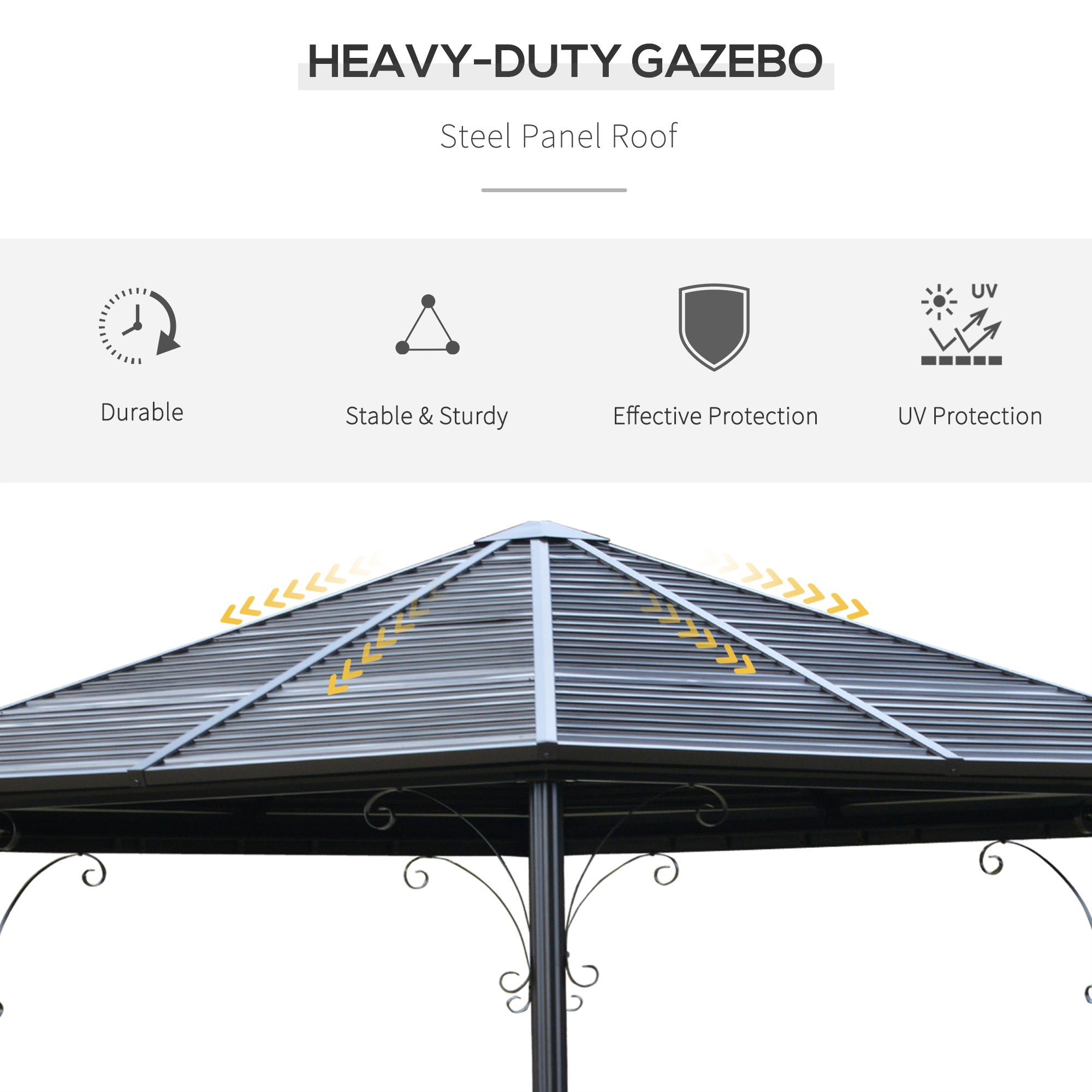 Metal Hardtop Gazebo with Netting and Curtains