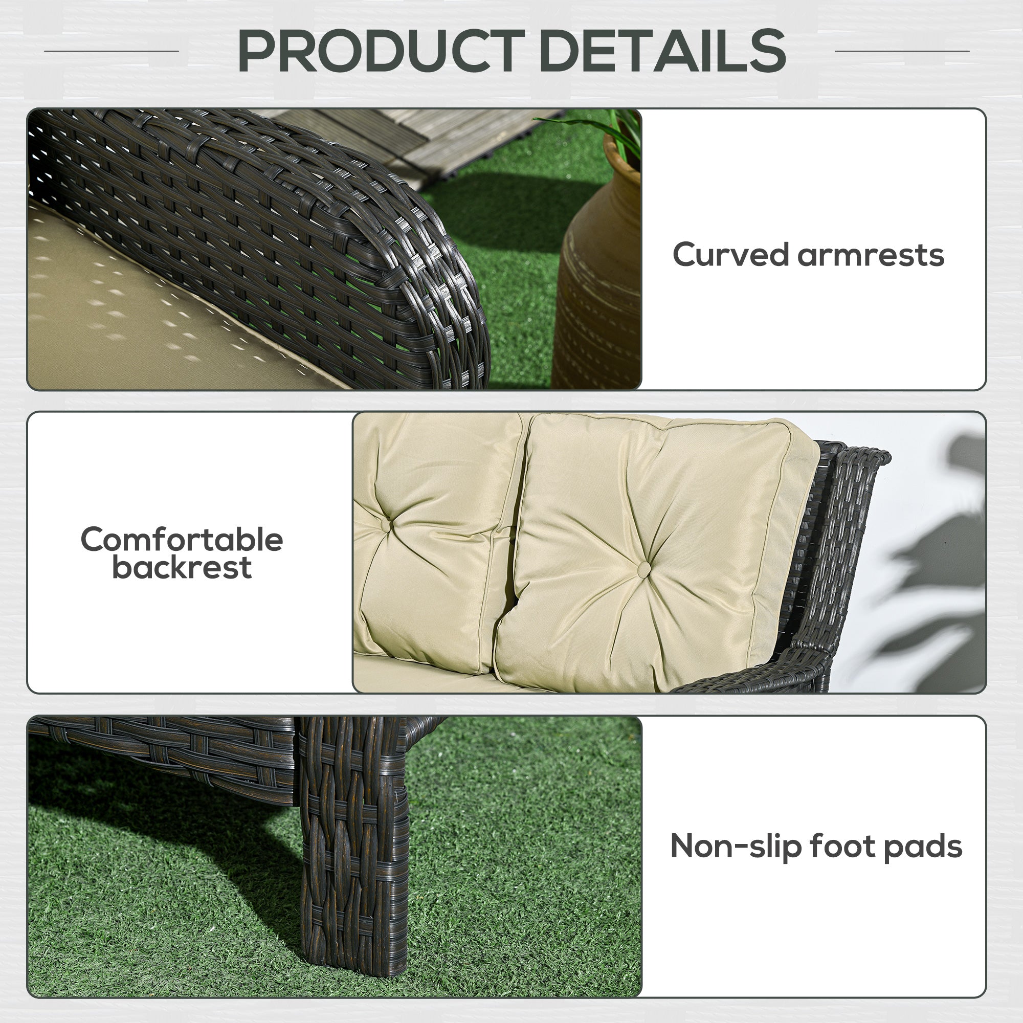 2-Seat Outdoor Rattan Sofa with Cushions – Handwoven Patio Loveseat