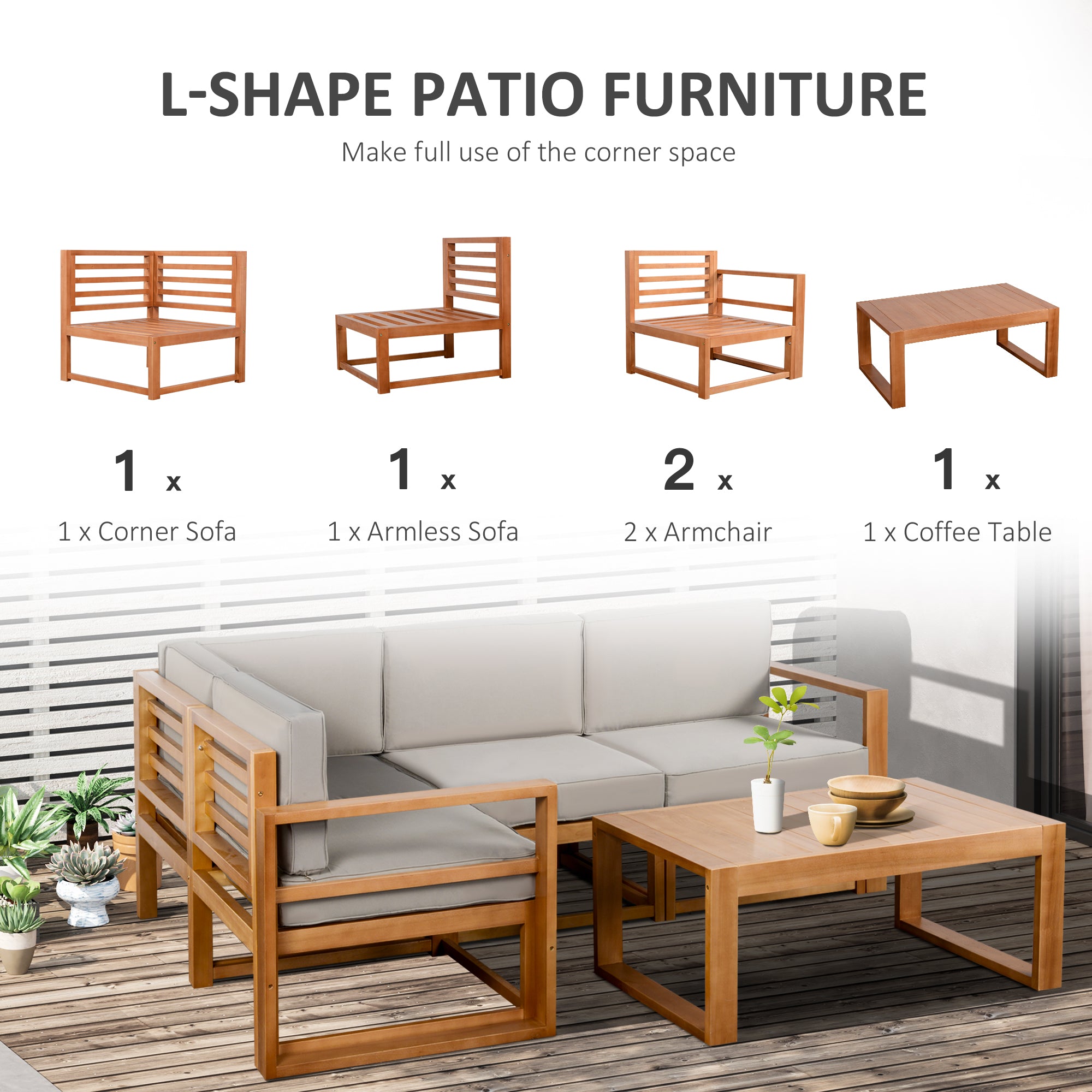 5-Piece Outdoor Sectional Sofa Set with Coffee Table