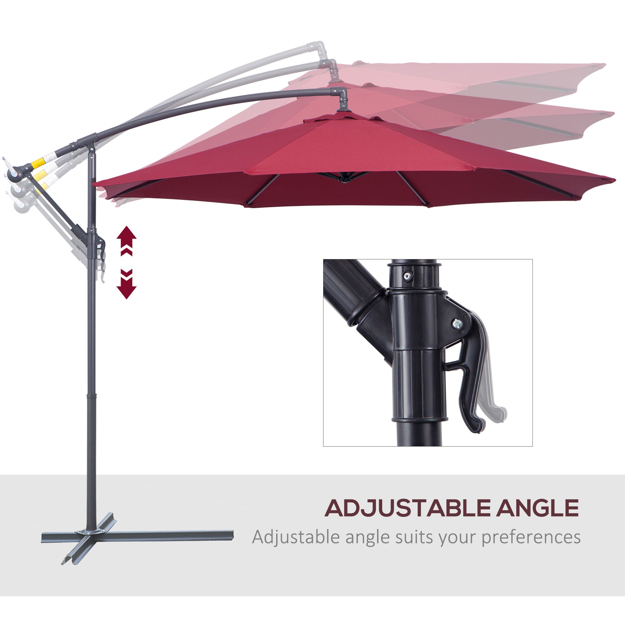 10ft Cantilever Patio Umbrella with 360° Rotation – UV & Water-Resistant Offset Umbrella with Base